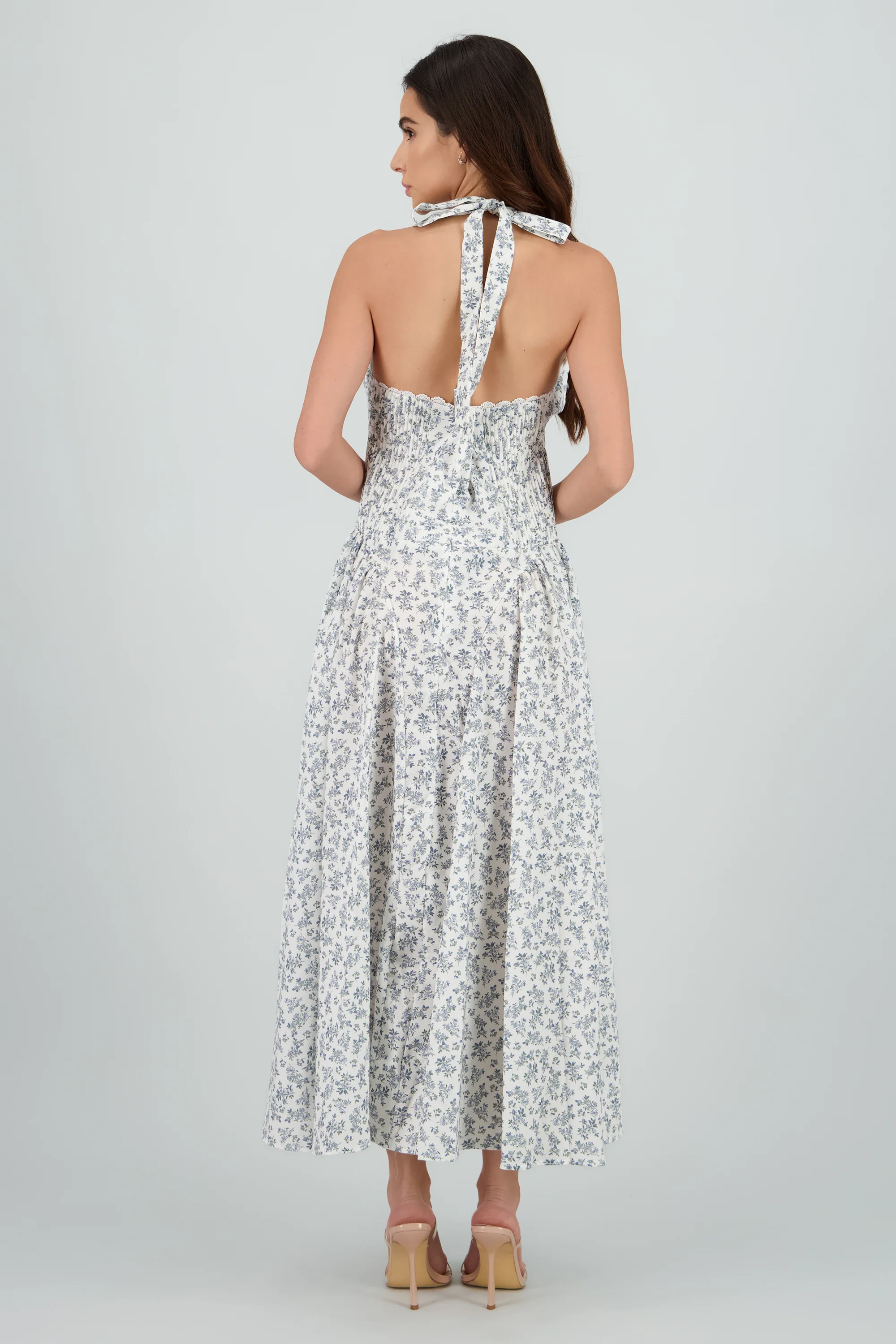 Vestido midi halter estampado flores - Image 4
