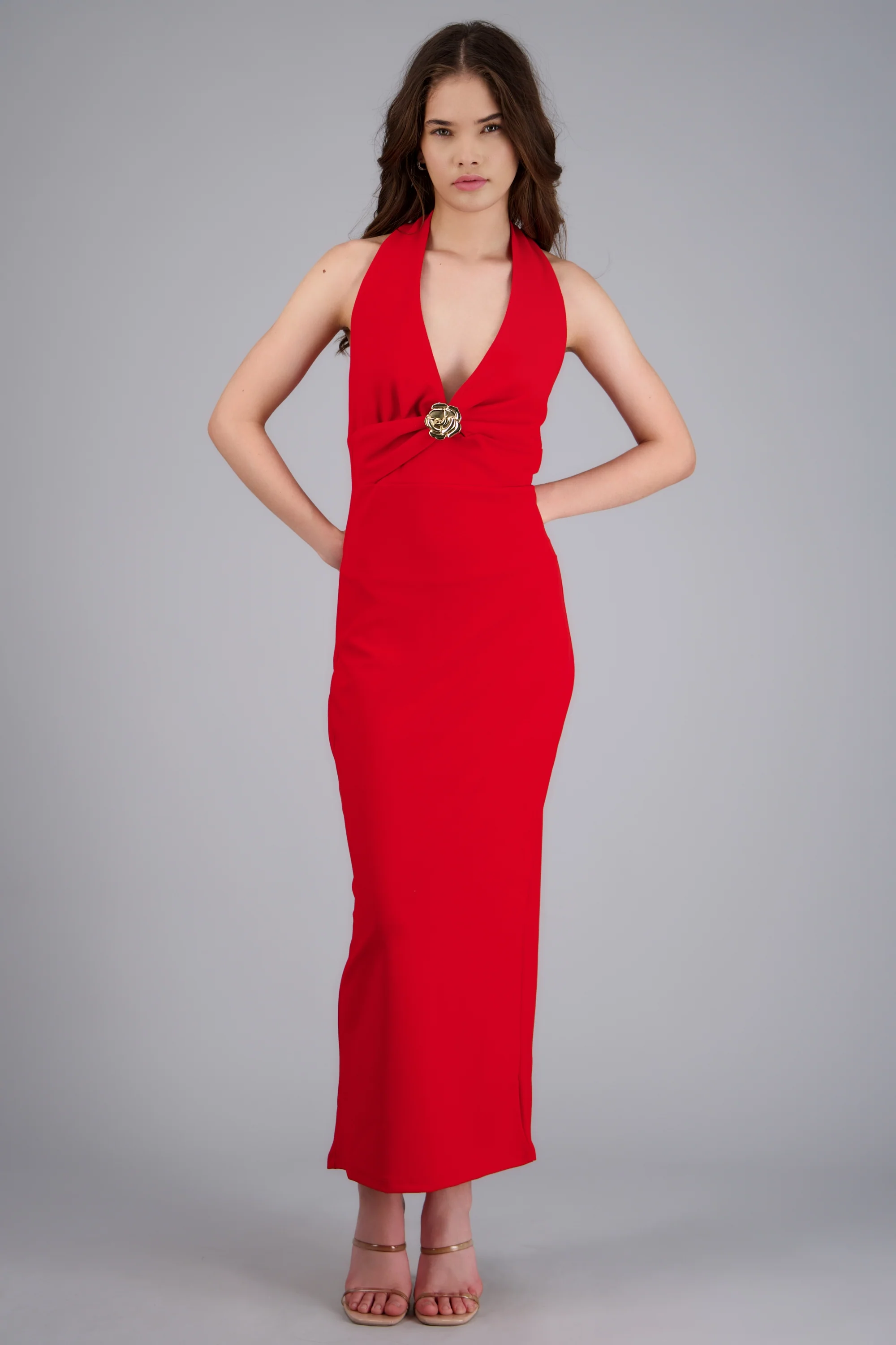 Vestido midi halter liso - Image 2