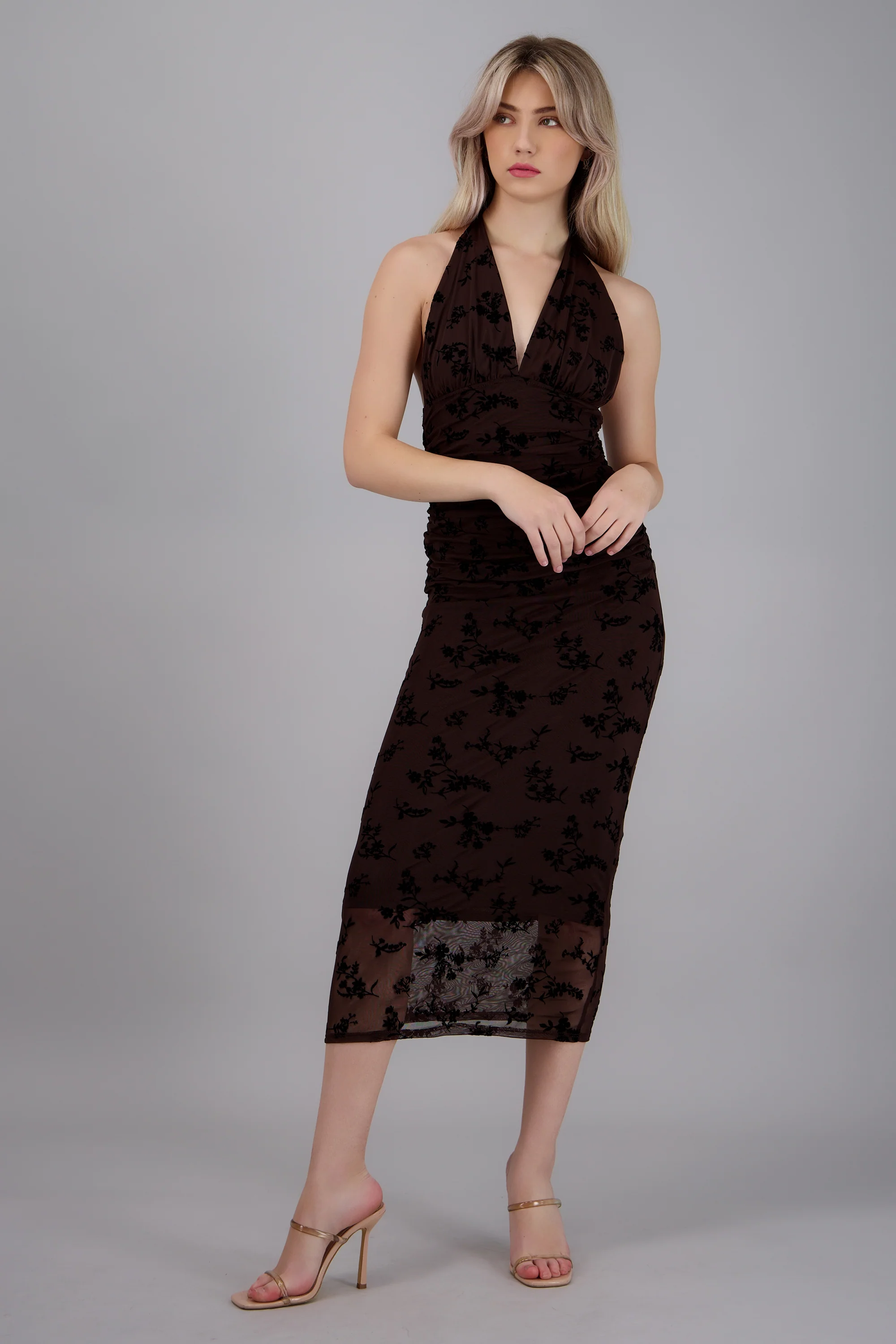 VESTIDO MIDI MESH FLOCK FLORES - Image 2