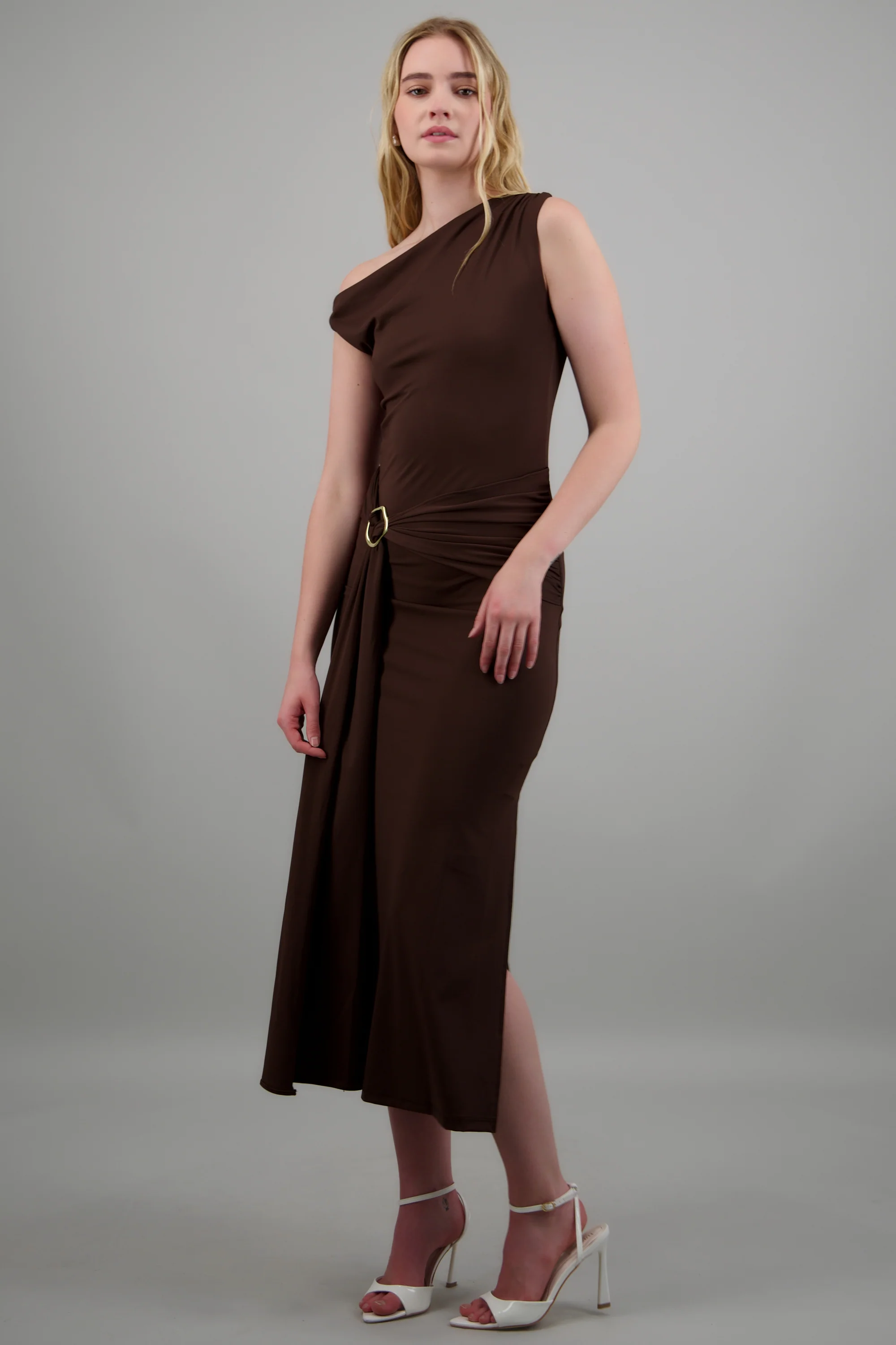 Vestido midi hombro caido detalle cadera - Image 2