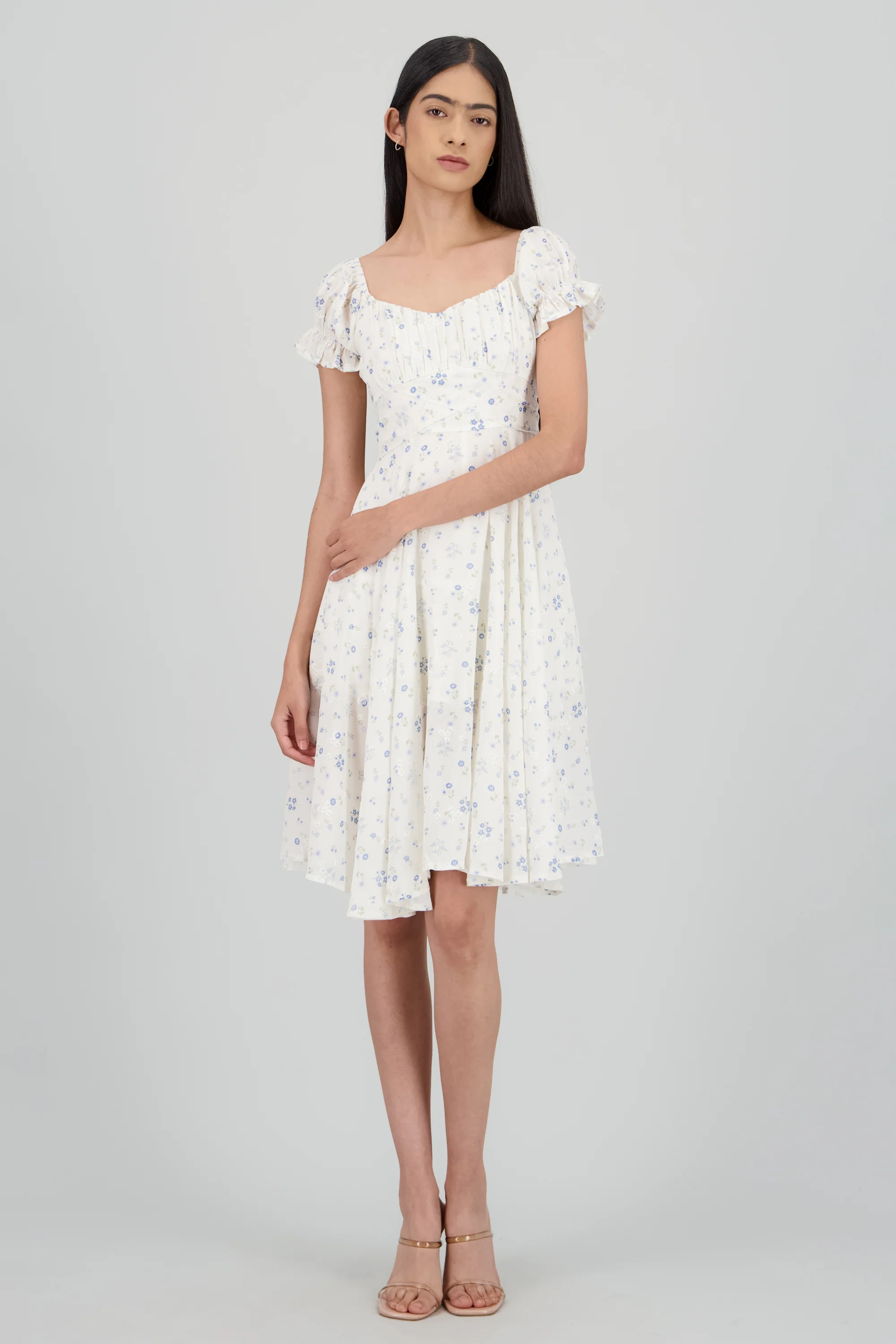 Vestido midi manga corta con amarre - Image 2