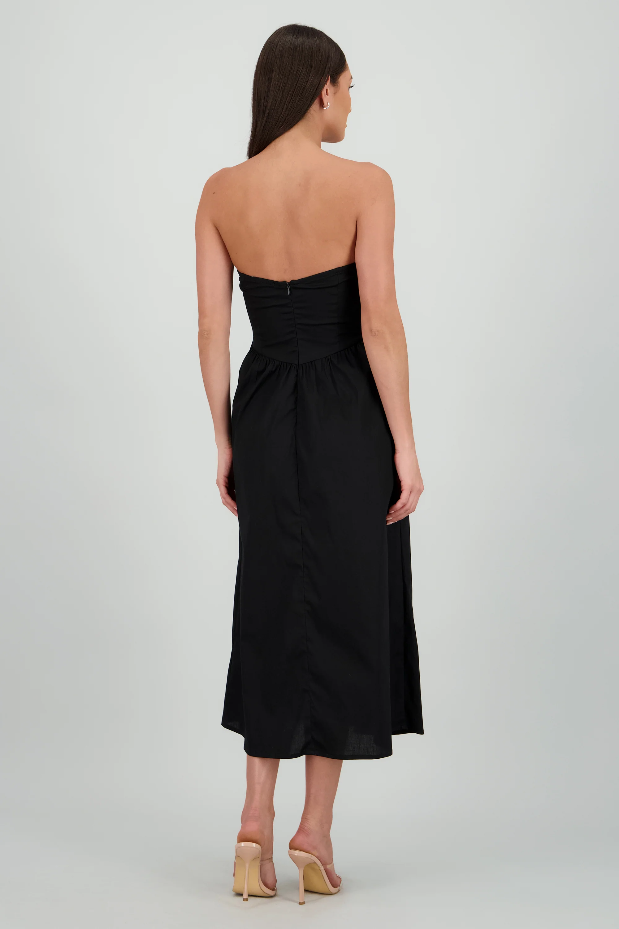 Vestido midi strapless liso - Image 4