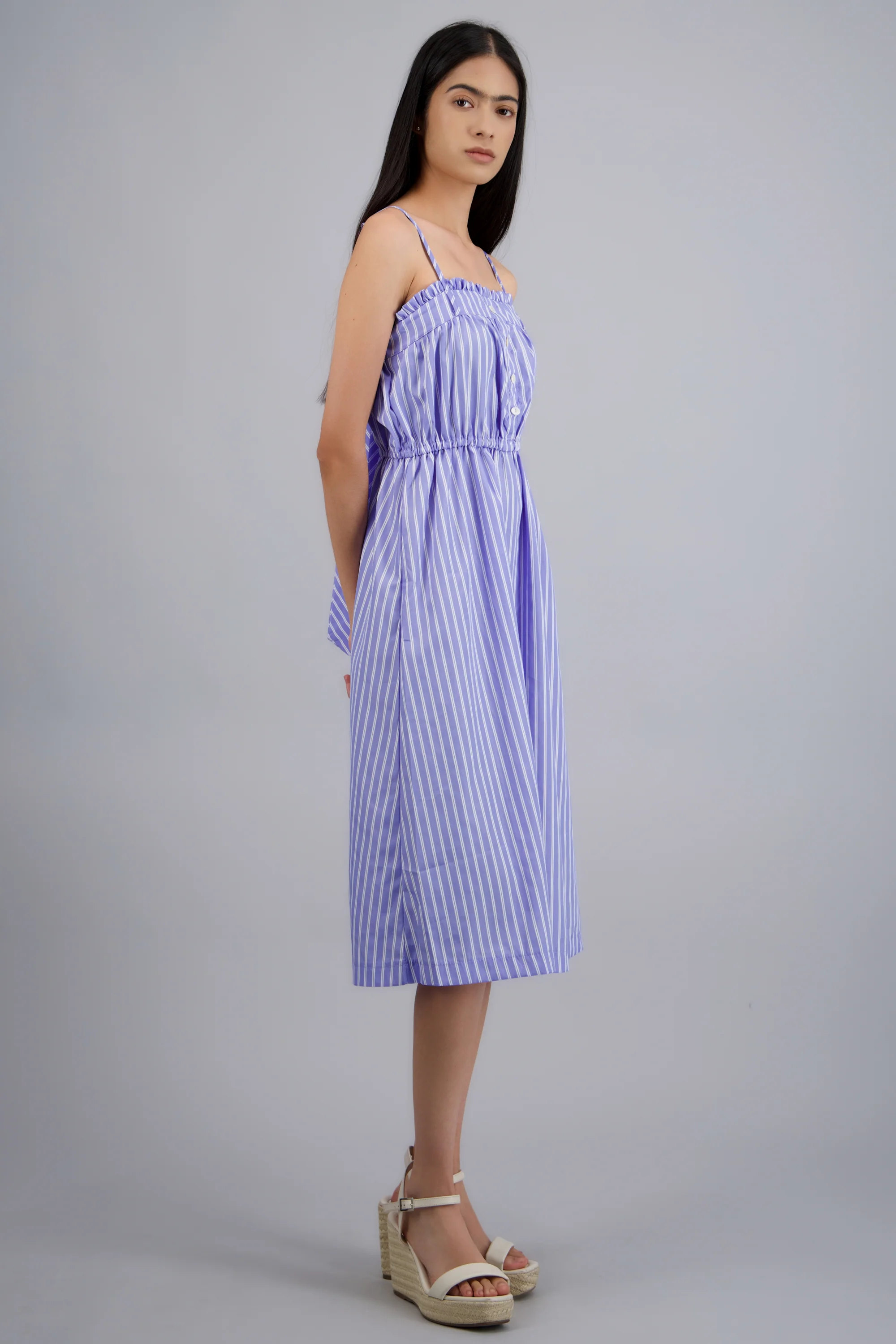 VESTIDO MIDI TIRANTES DET MOÑO RAYAS - Image 5