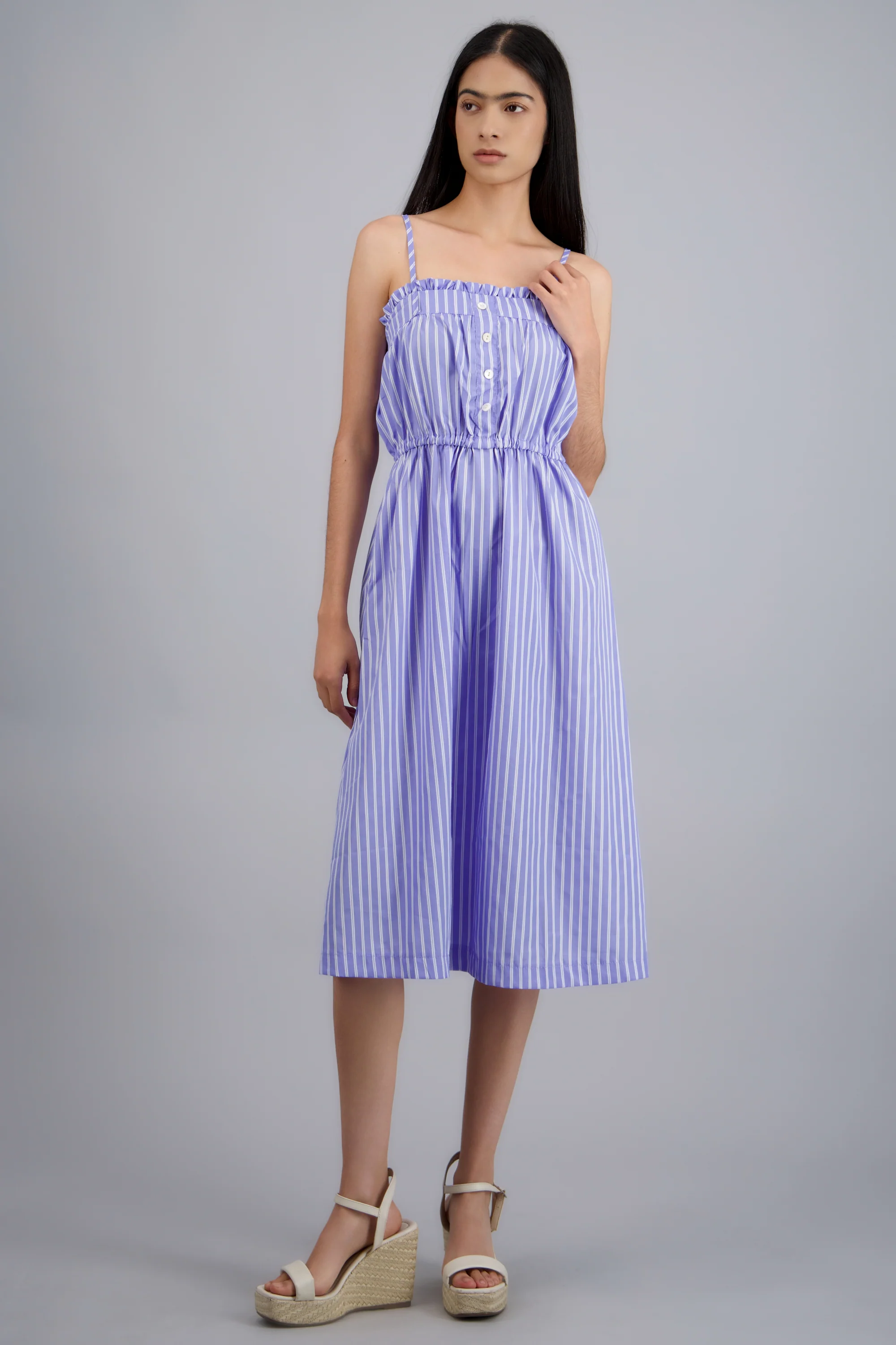 VESTIDO MIDI TIRANTES DET MOÑO RAYAS - Image 6