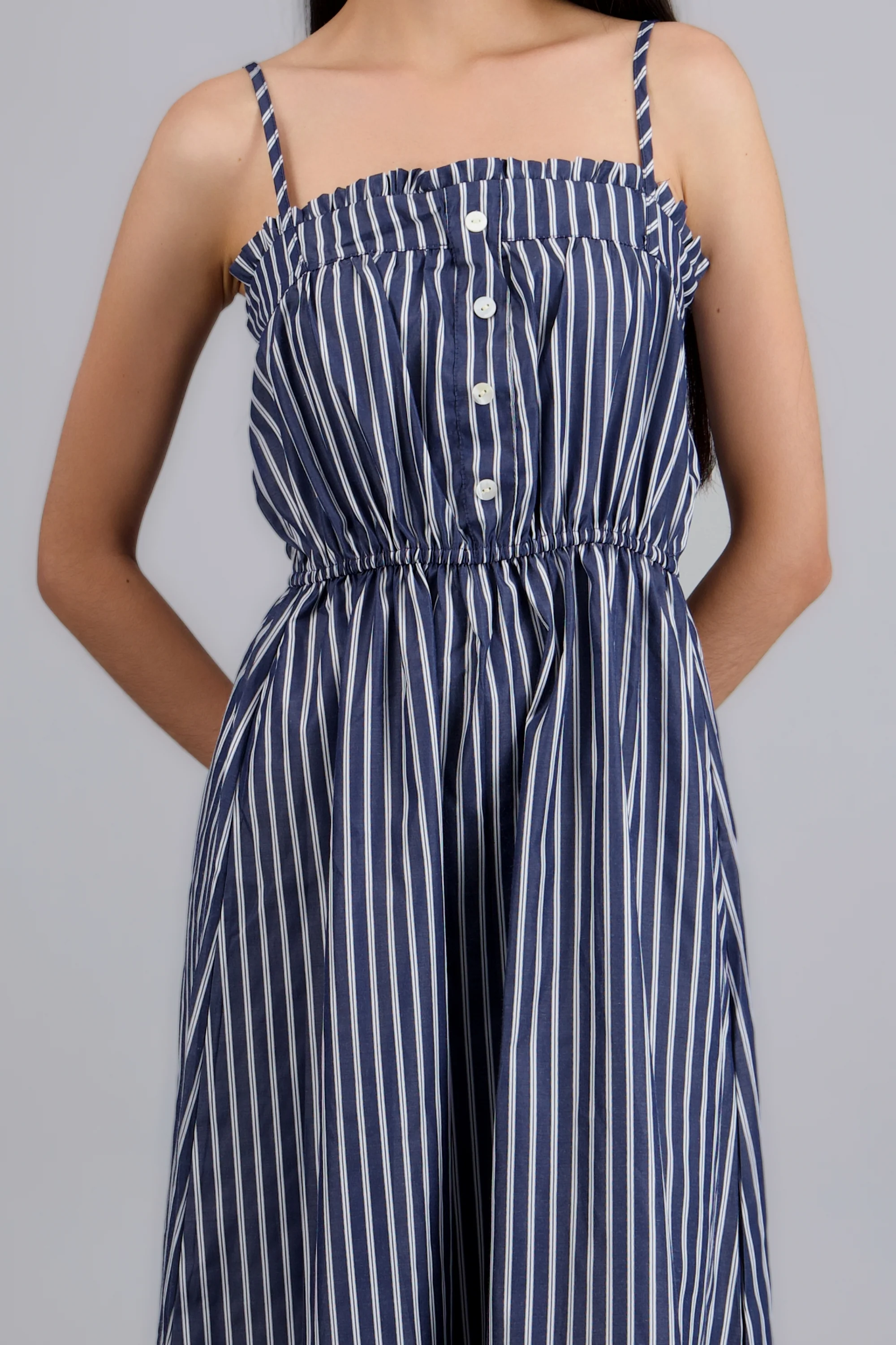 VESTIDO MIDI TIRANTES DET MOÑO RAYAS - Image 2