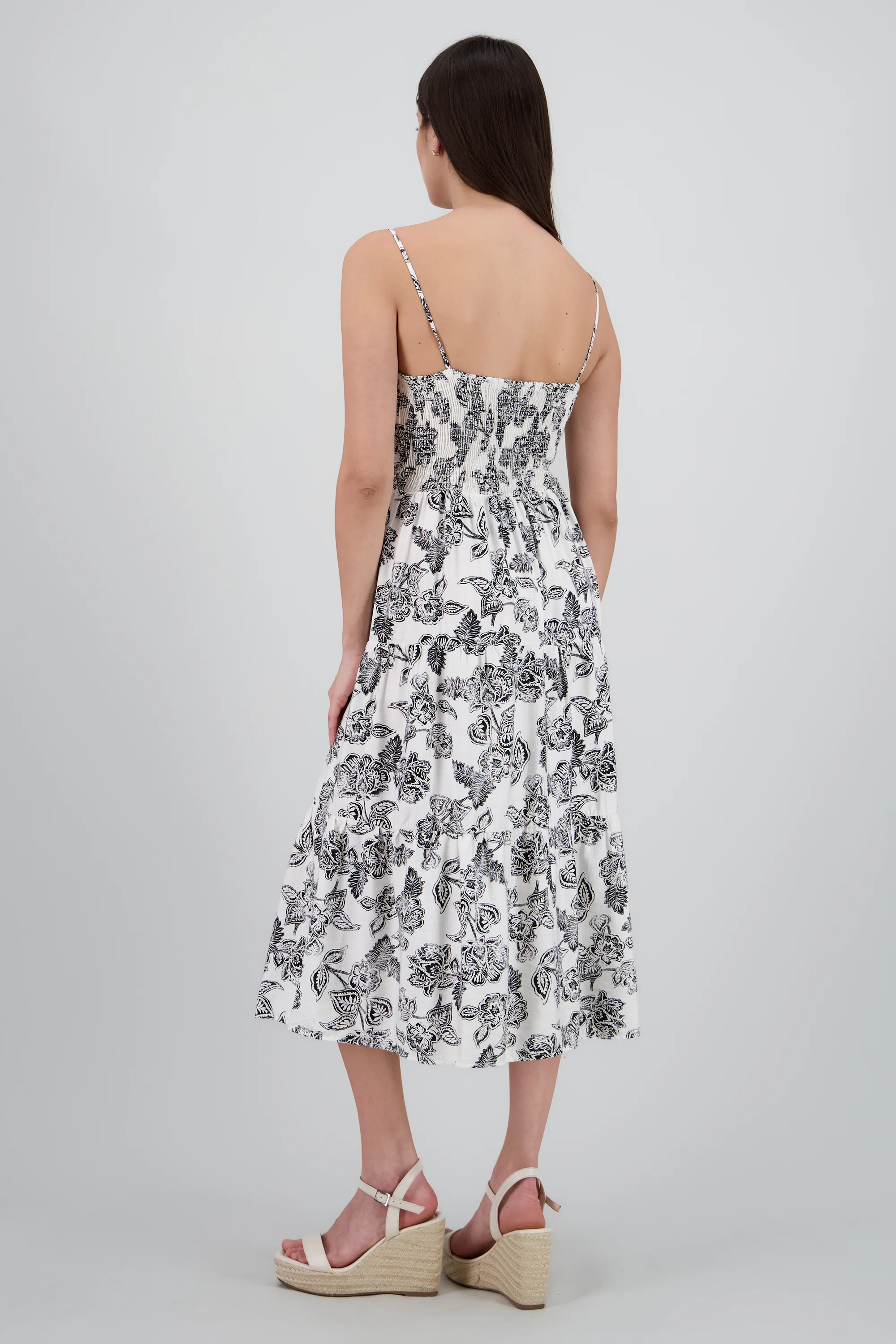 Vestido midi tirantes estampado flores - Image 4