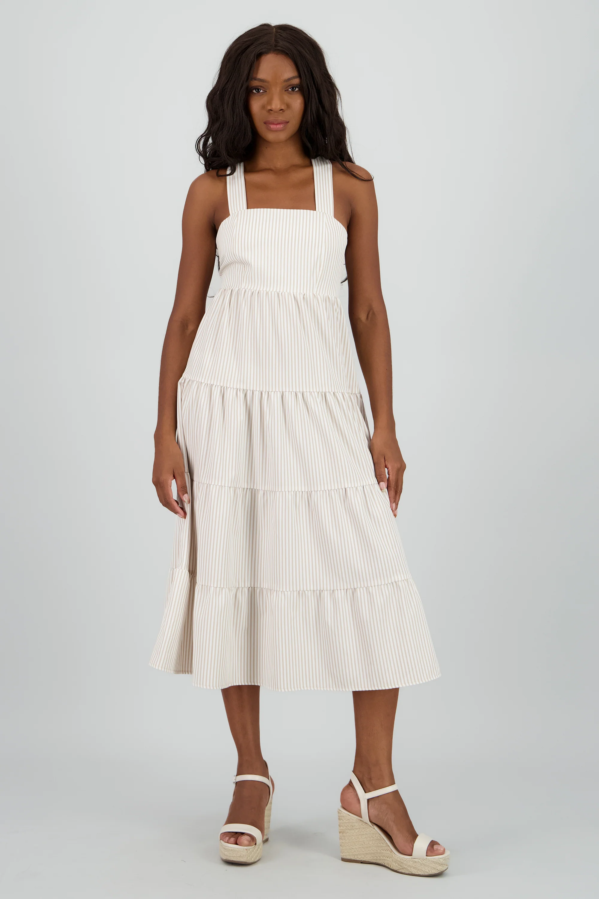Vestido midi tirantes gruesos olanes - Image 2