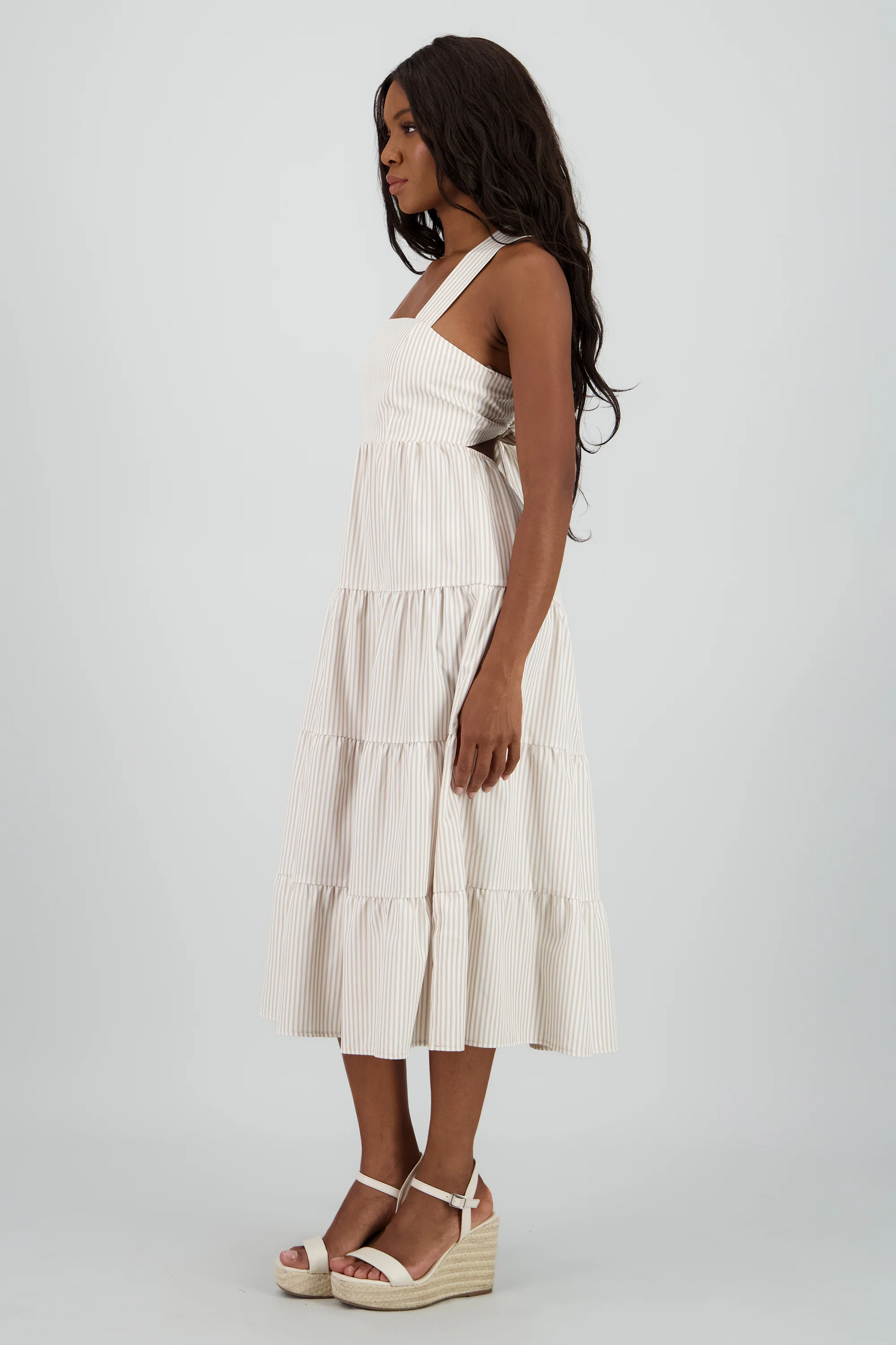 Vestido midi tirantes gruesos olanes - Image 3