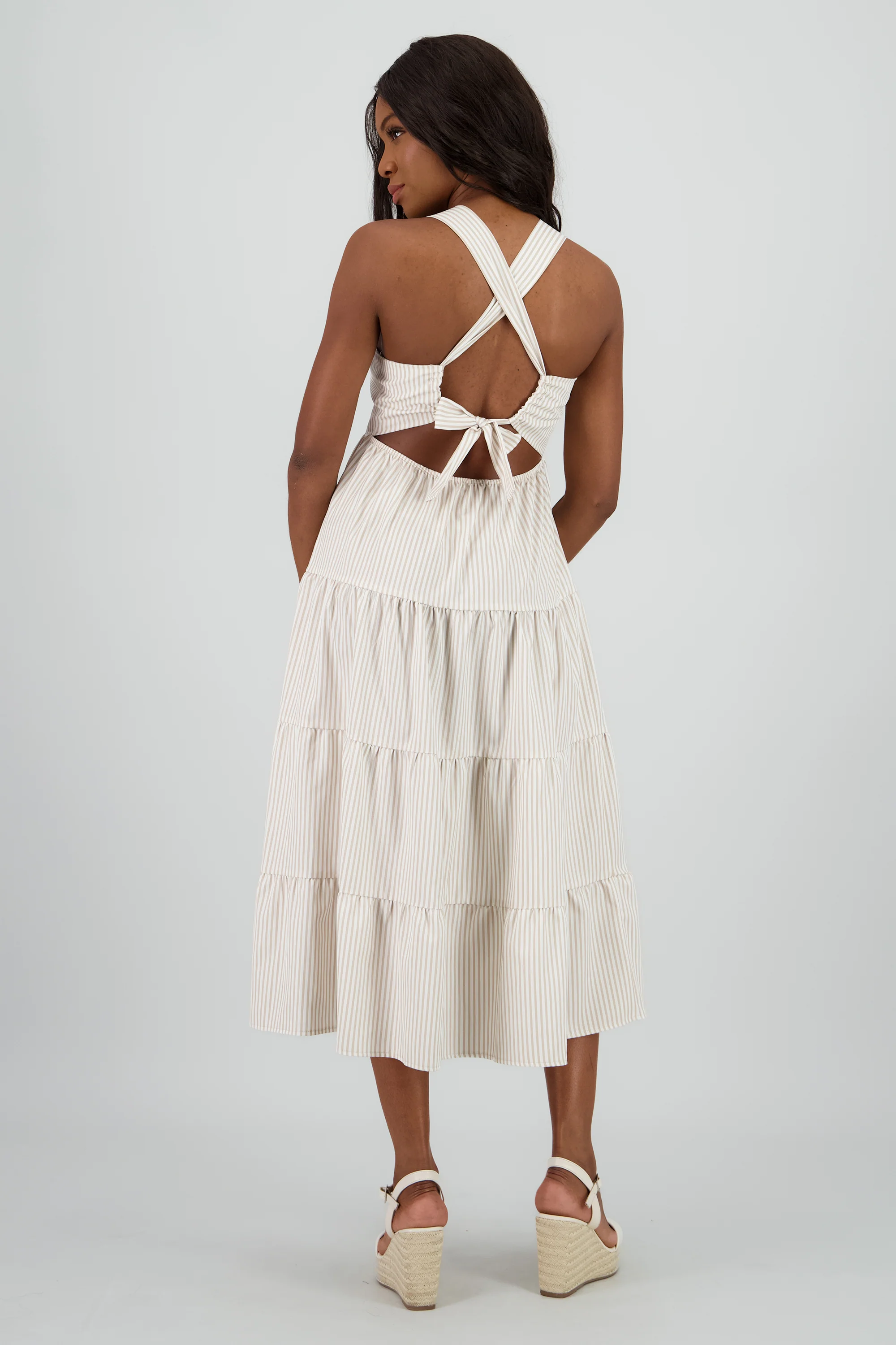 Vestido midi tirantes gruesos olanes - Image 4