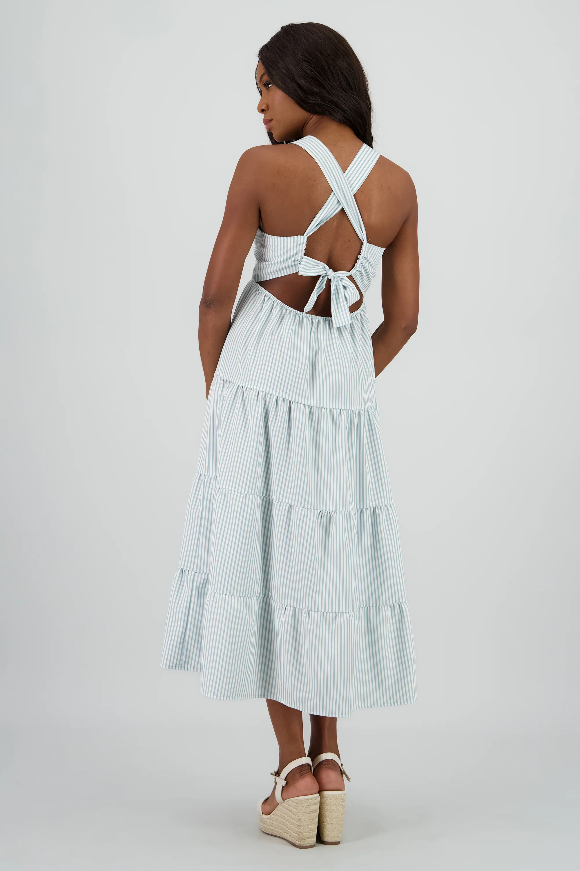 Vestido midi tirantes gruesos olanes - Image 4
