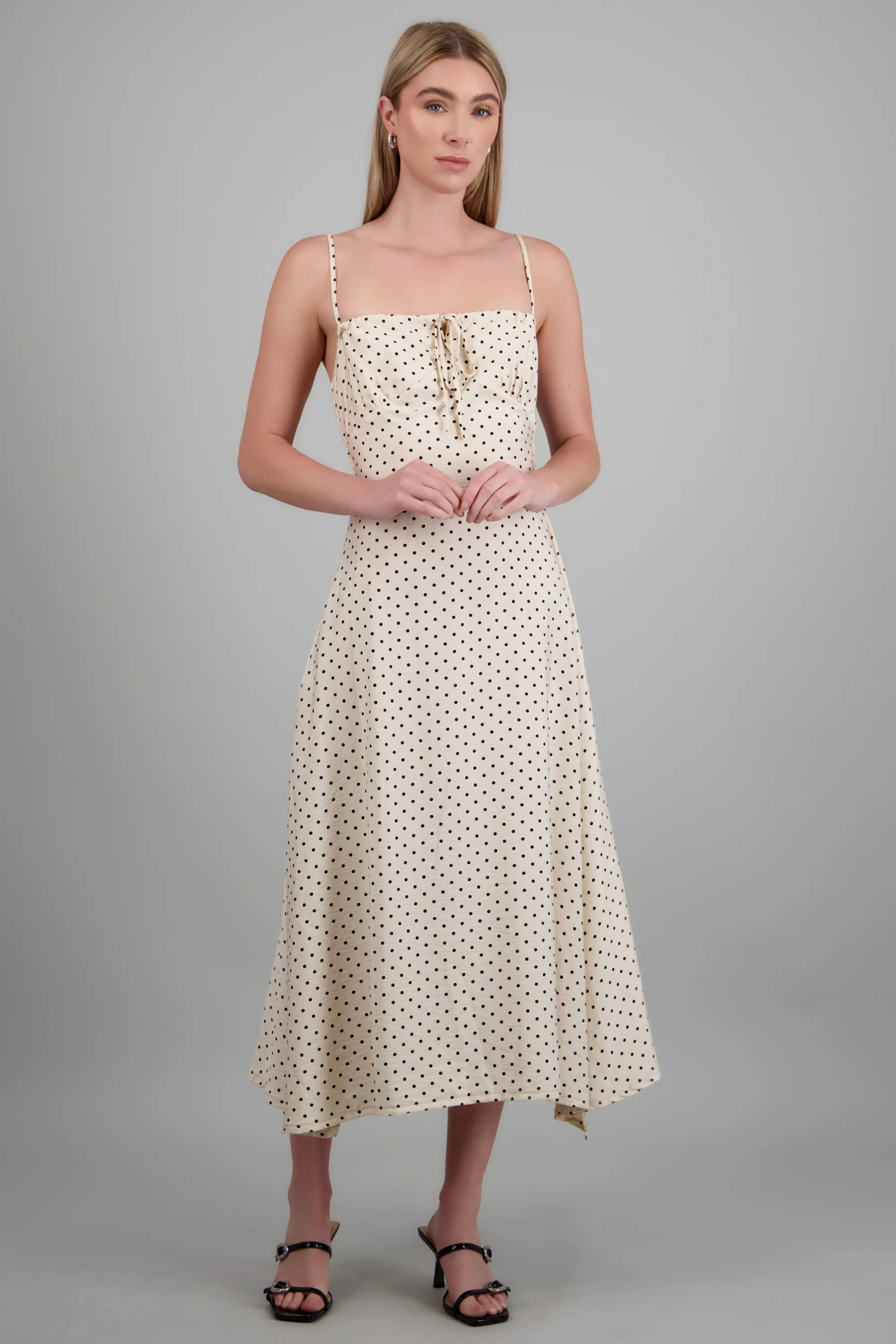 Vestido midi tirantes polka dots - Image 3