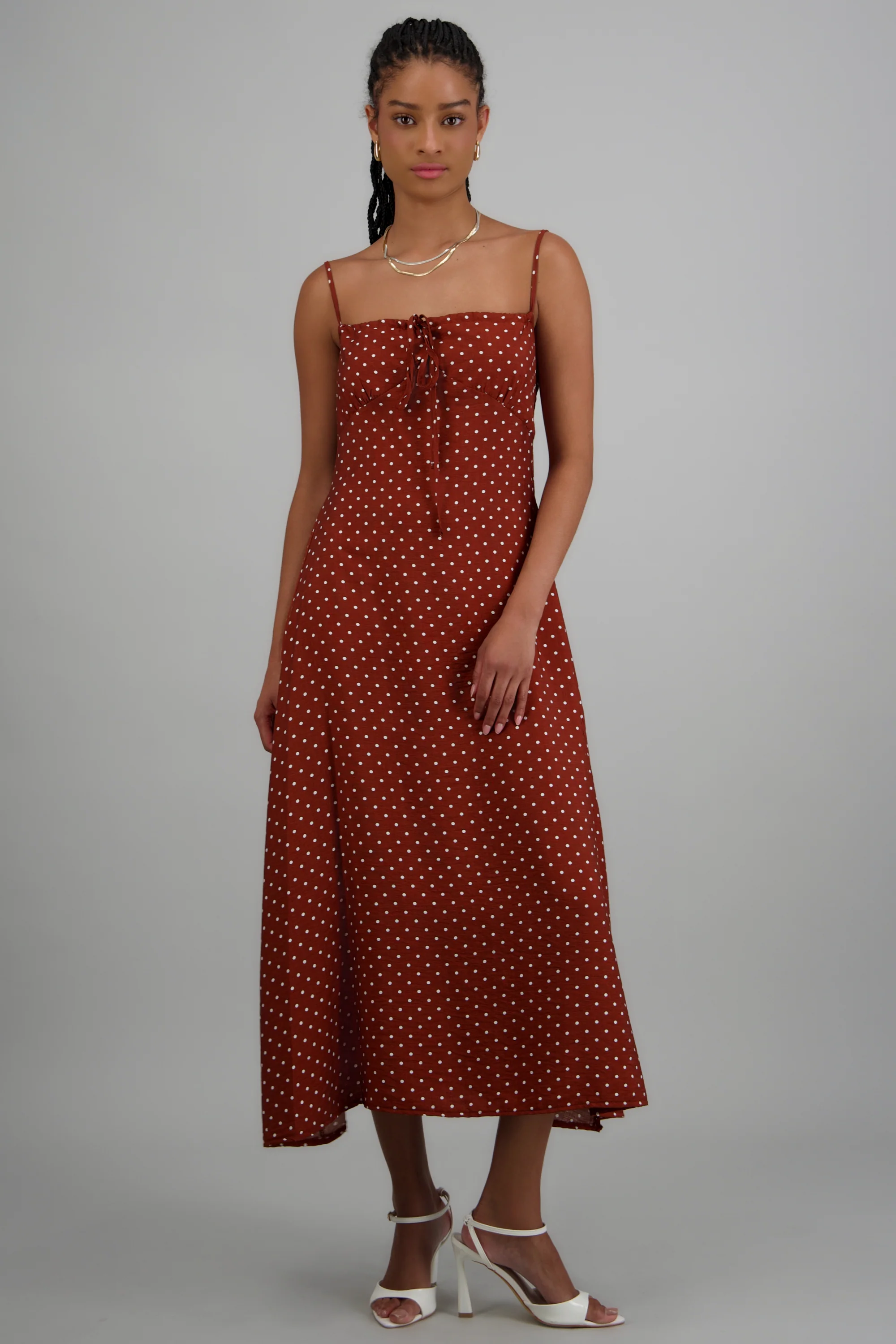 Vestido midi tirantes polka dots