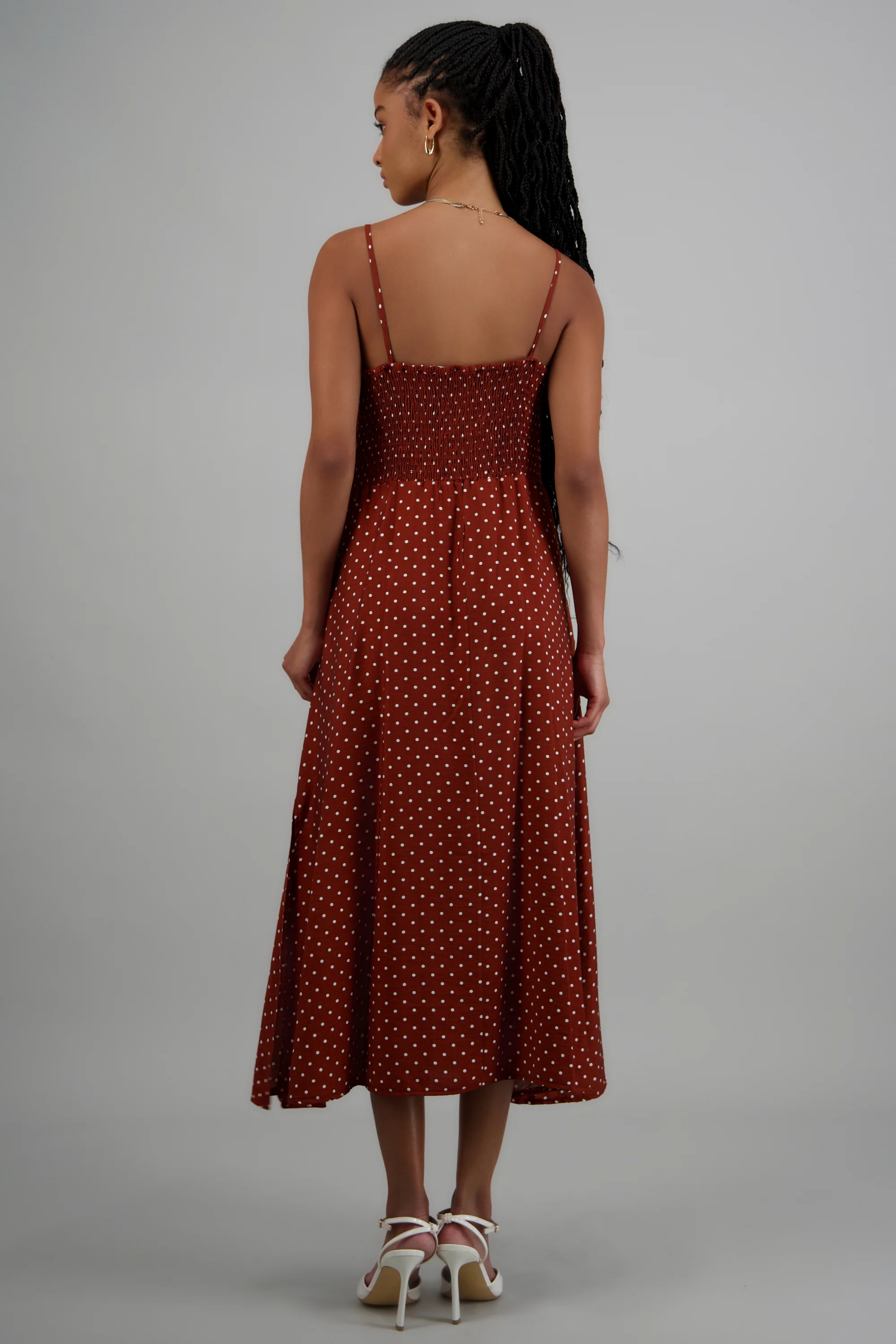 Vestido midi tirantes polka dots - Image 4