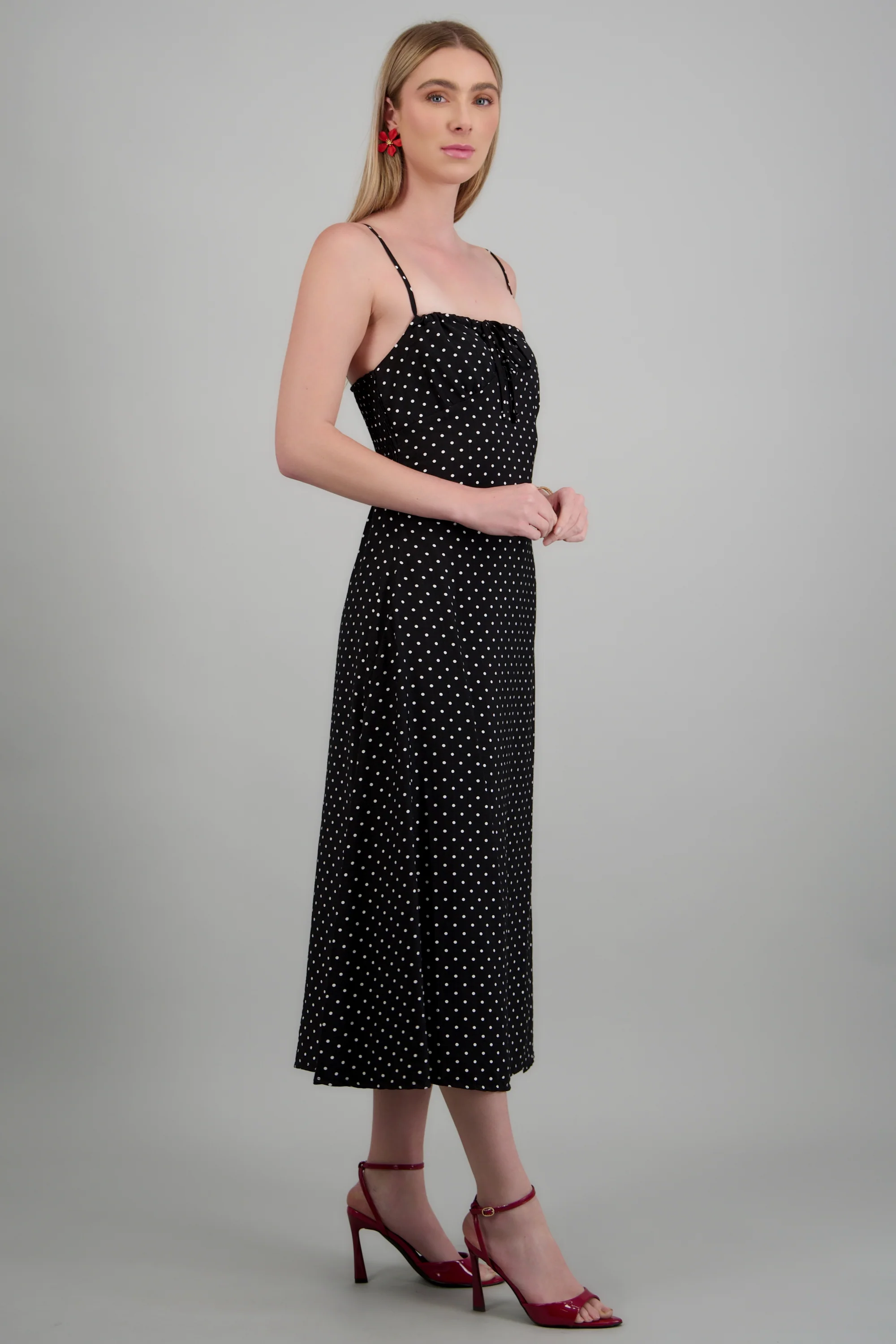 Vestido midi tirantes polka dots - Image 2
