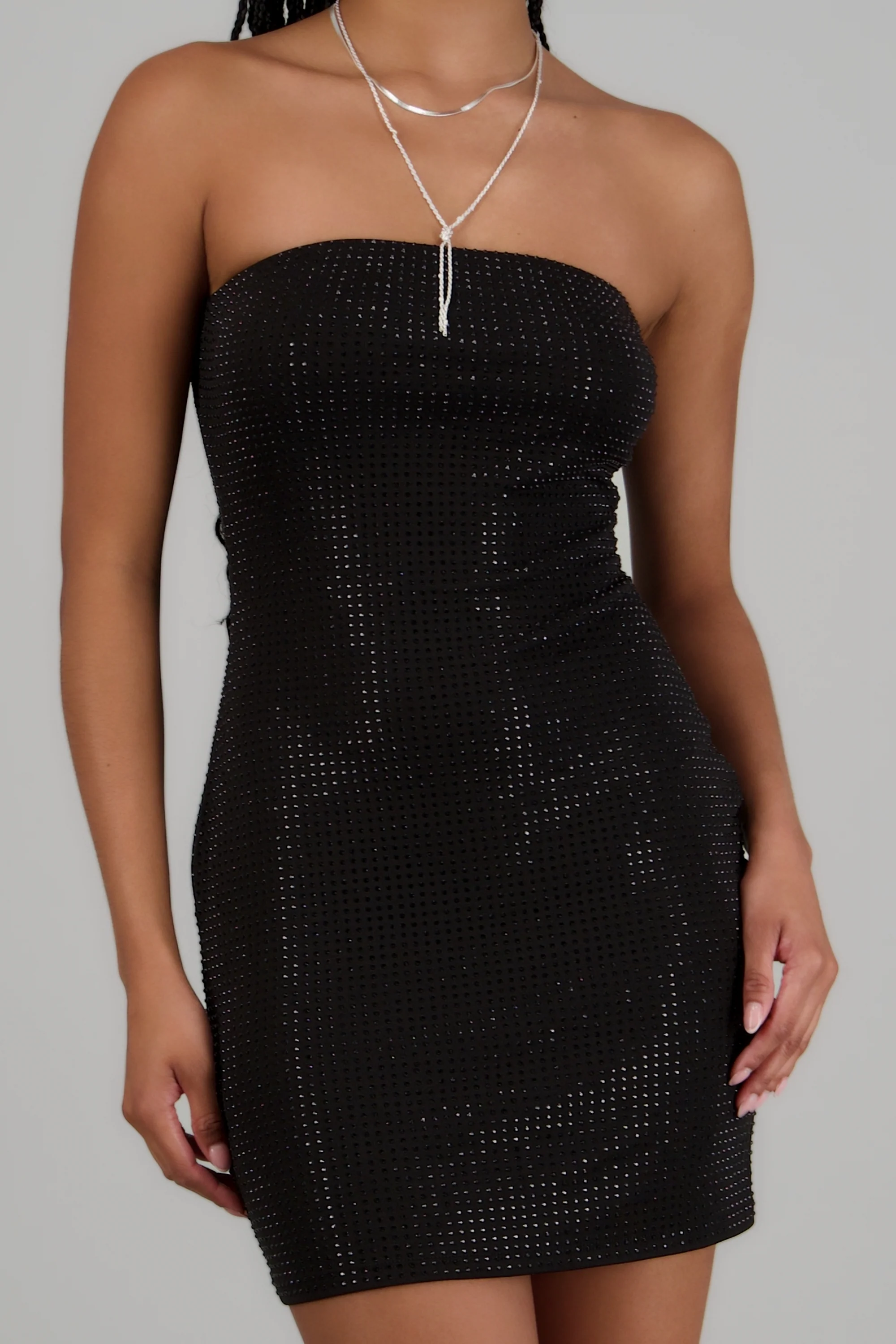Vestido mini bandeau con aplicaciónes brillos - Image 5