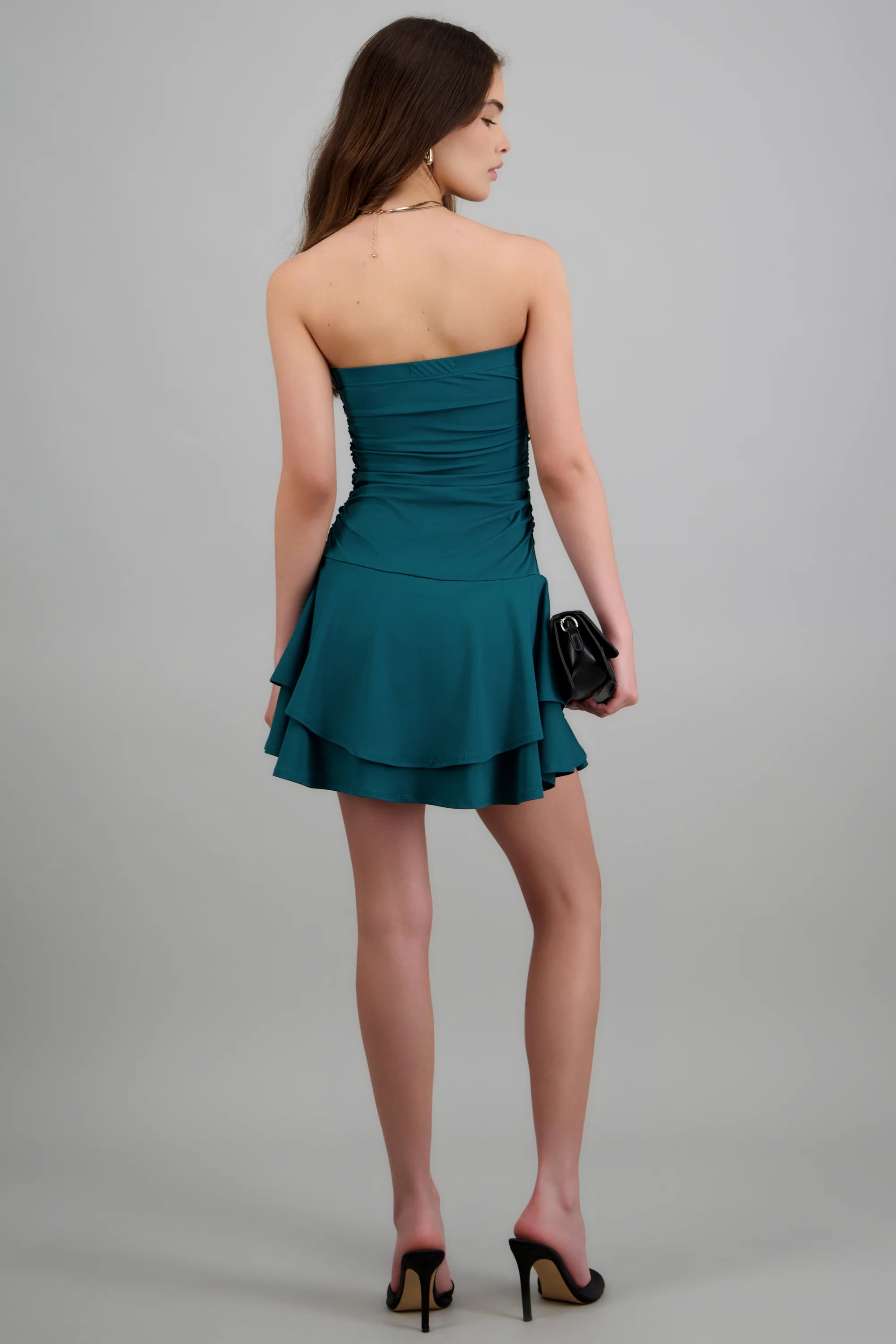Vestido mini drapeado strapless - Image 4