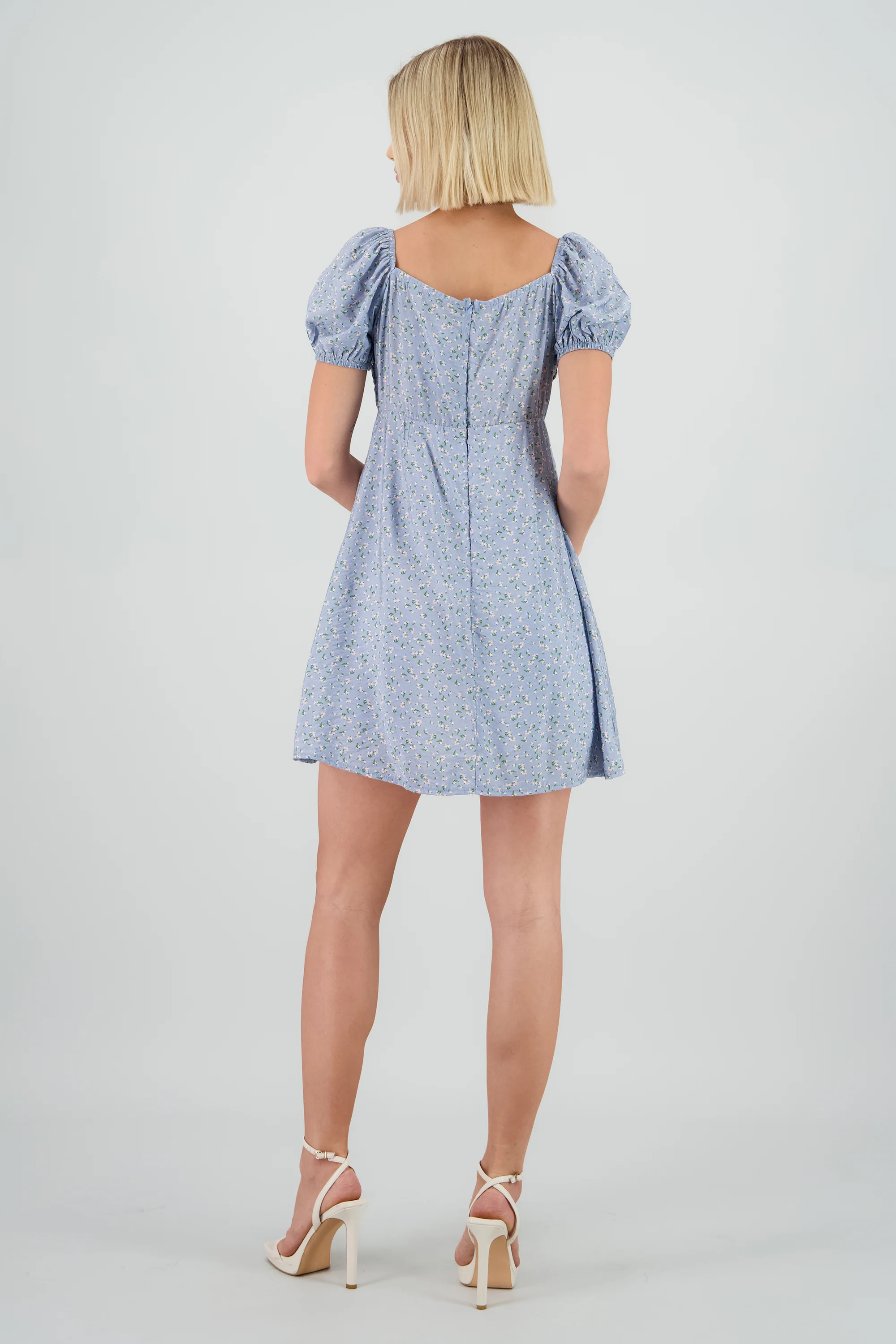 Vestido mini manga abullonada detalle moño - Image 4