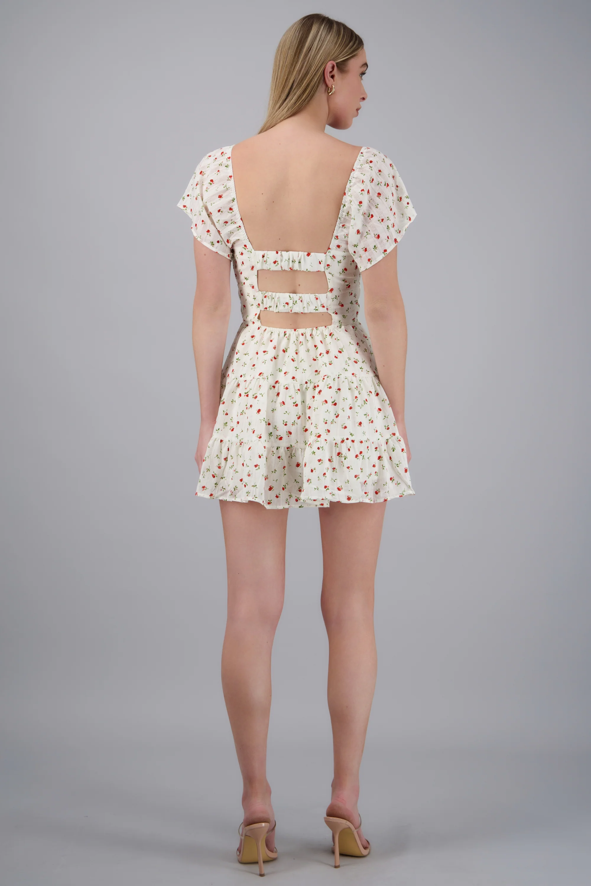 Vestido mini manga corta flores - Image 4
