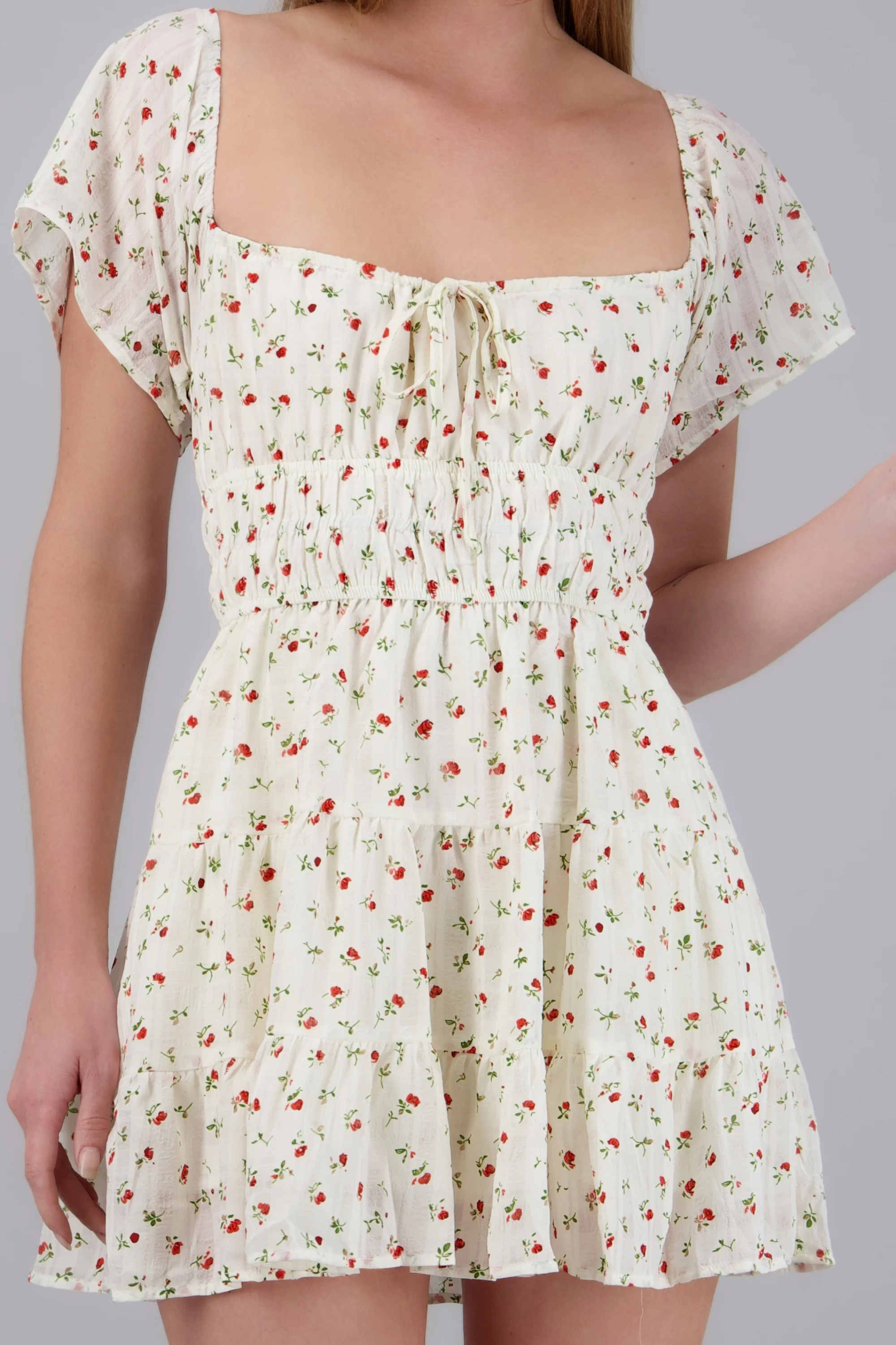 Vestido mini manga corta flores - Image 5