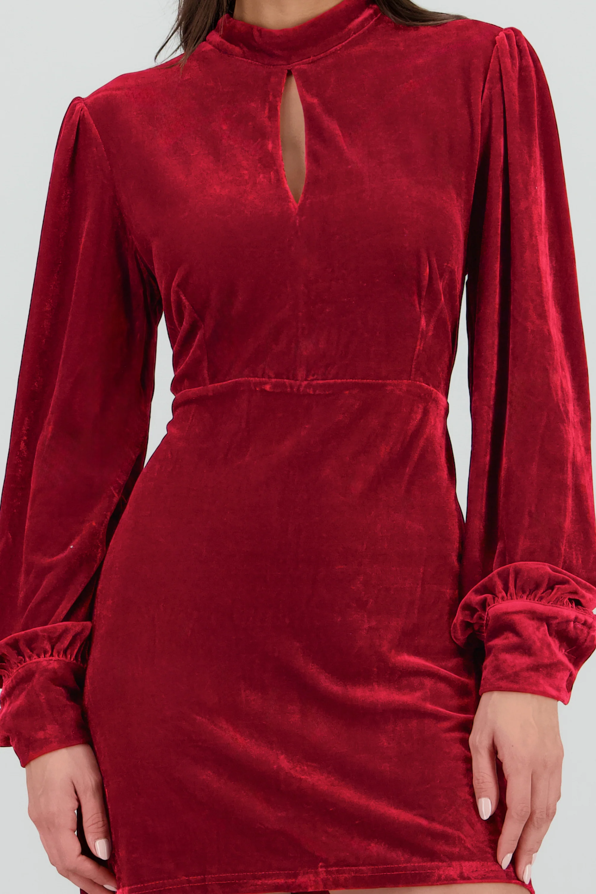 Vestido mini manga larga de velvet - Image 5