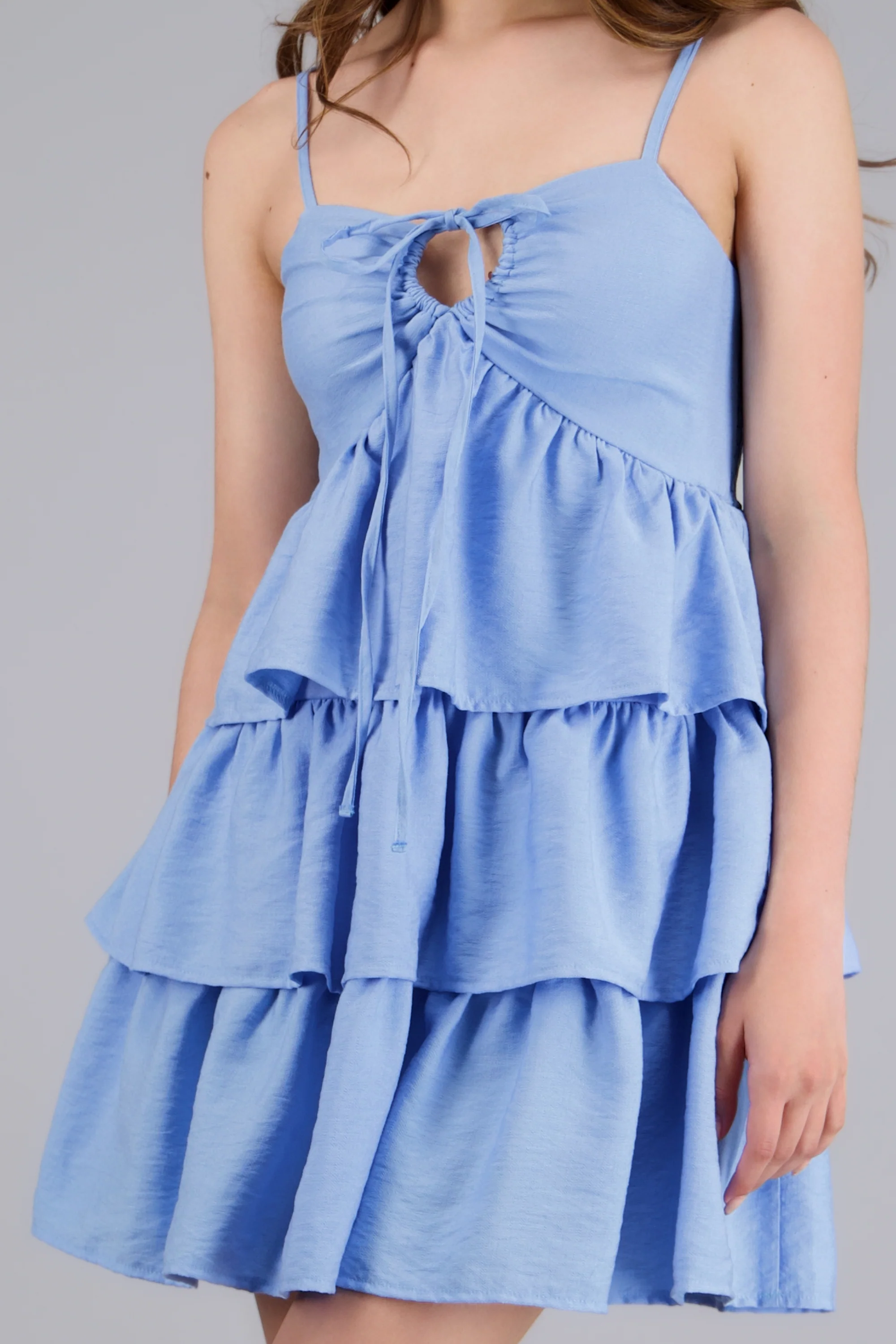 Vestido mini olanes detalle escote fruncido - Image 5