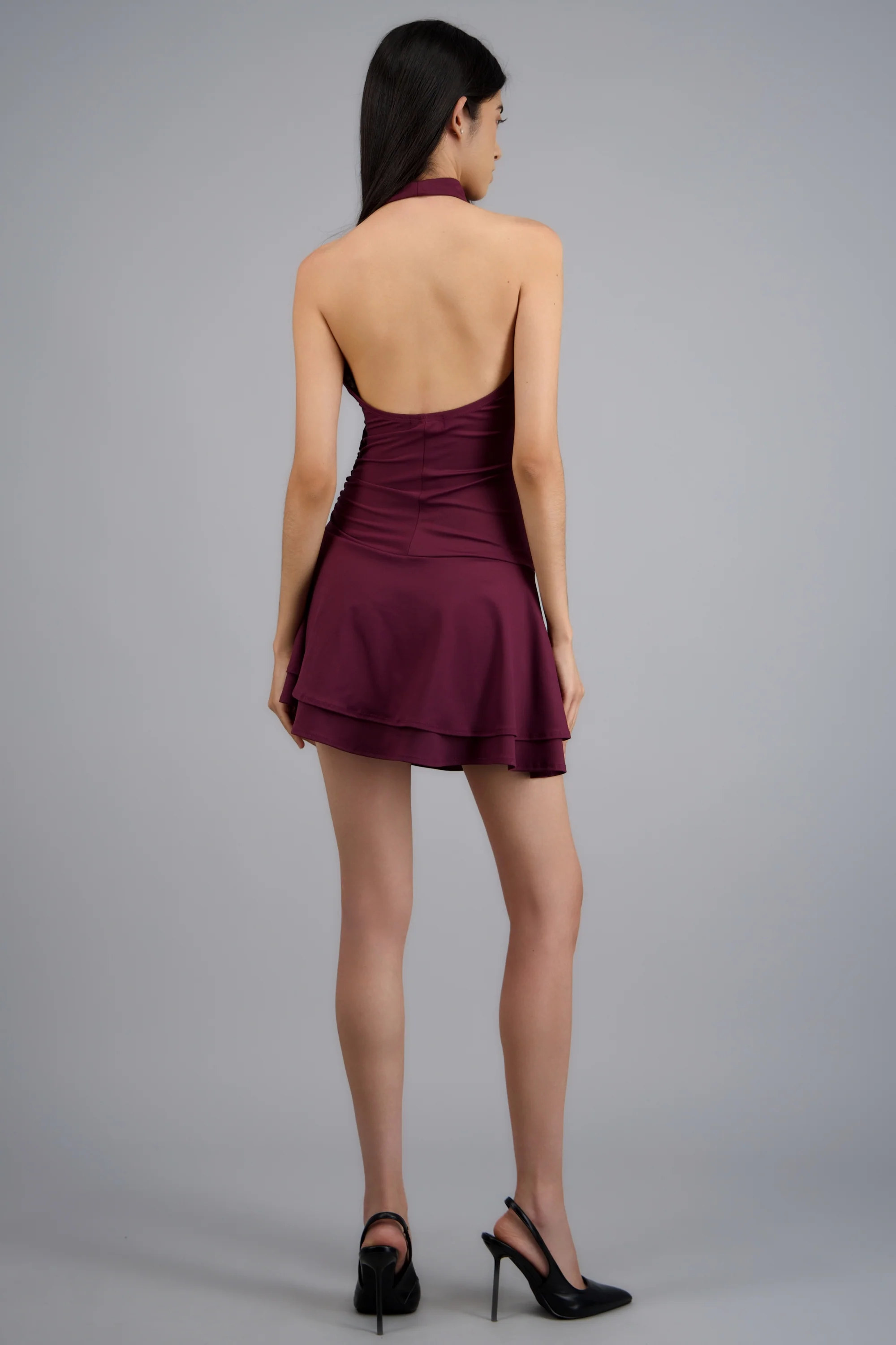 Vestido mini sin mangas escote cascada - Image 4