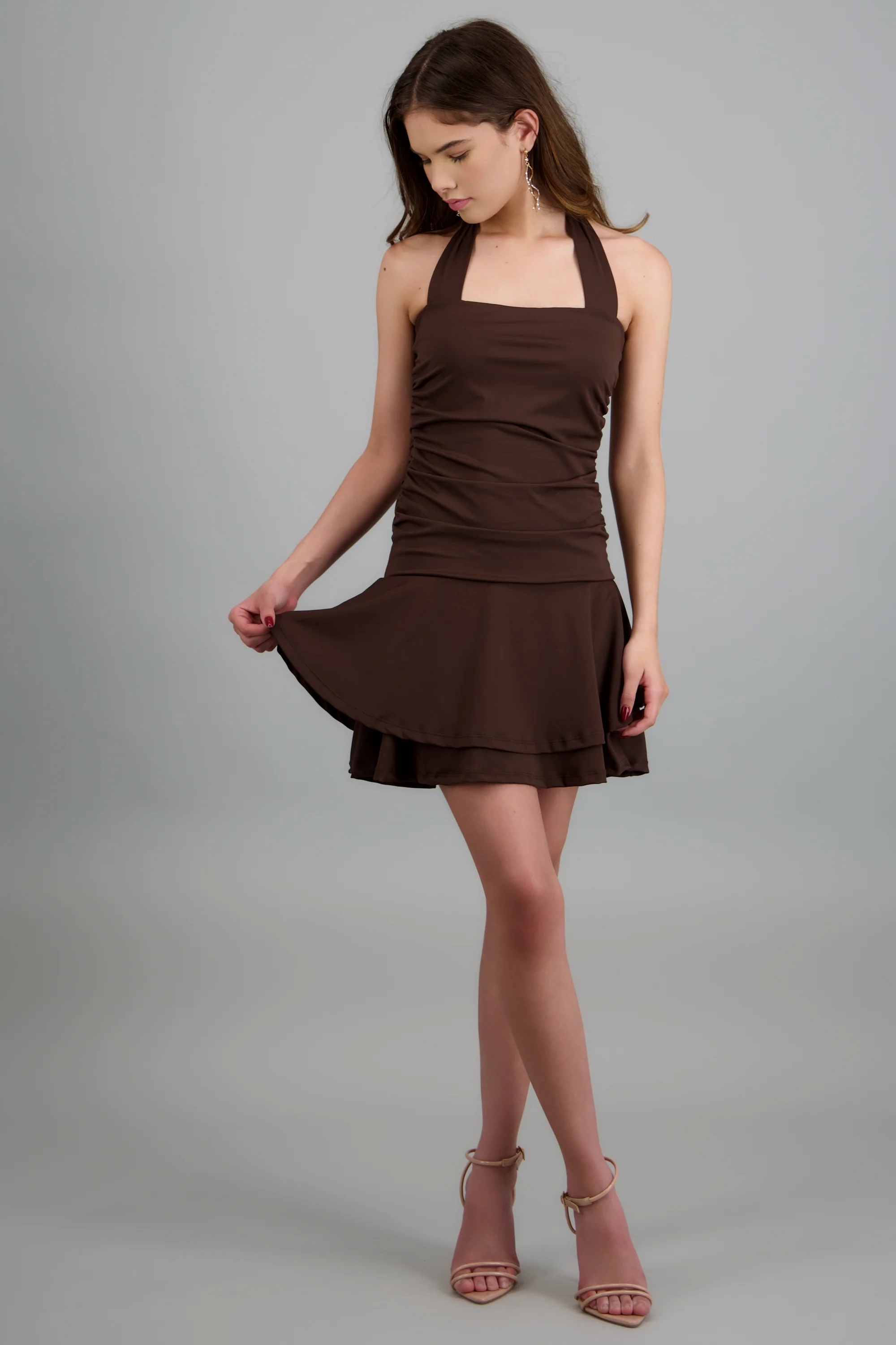 Vestido mini strapless halter - Image 3
