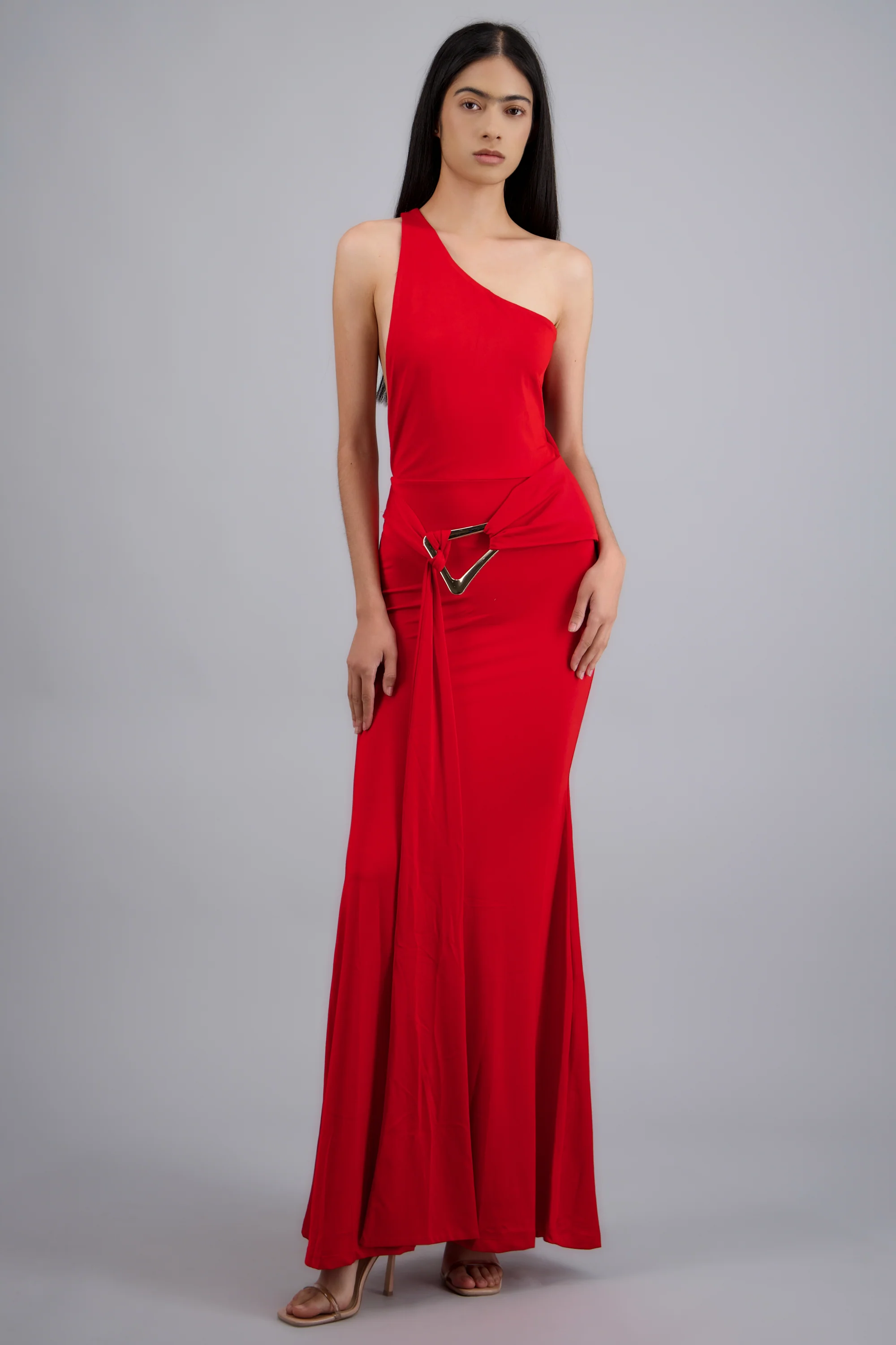 Vestido one shoulder liso