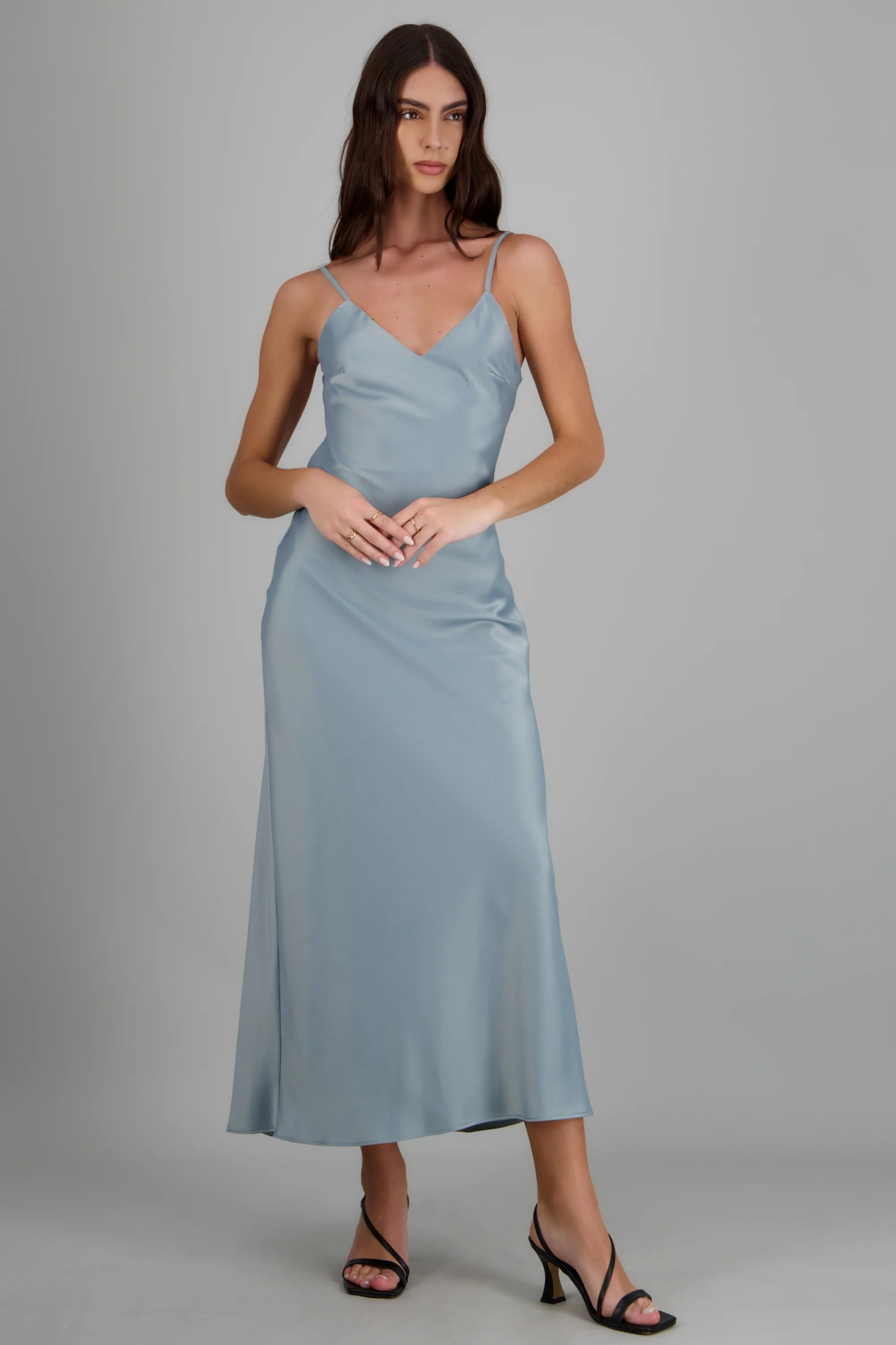 Vestido satinado detalle espalda descubierta - Image 3