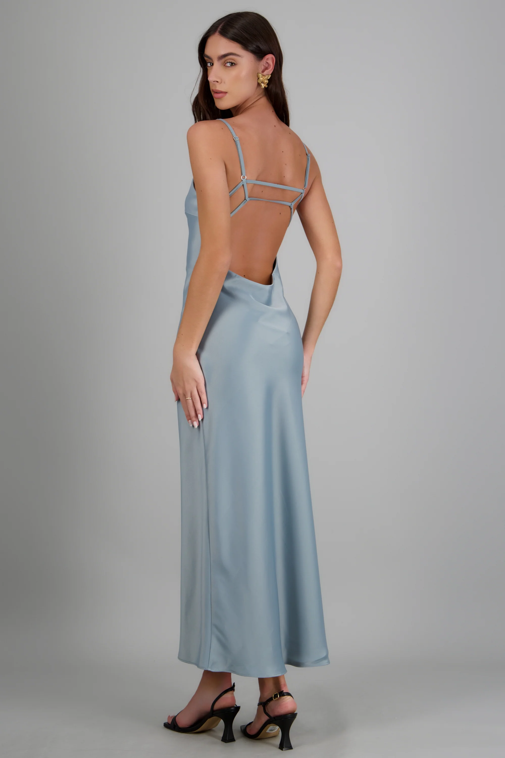 Vestido satinado detalle espalda descubierta - Image 4