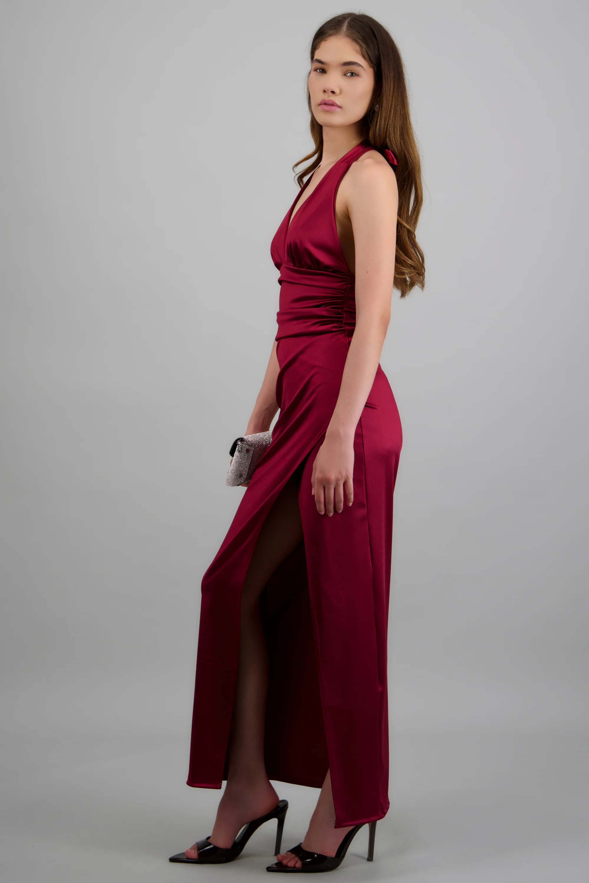 Vestido satinado halter - Image 3