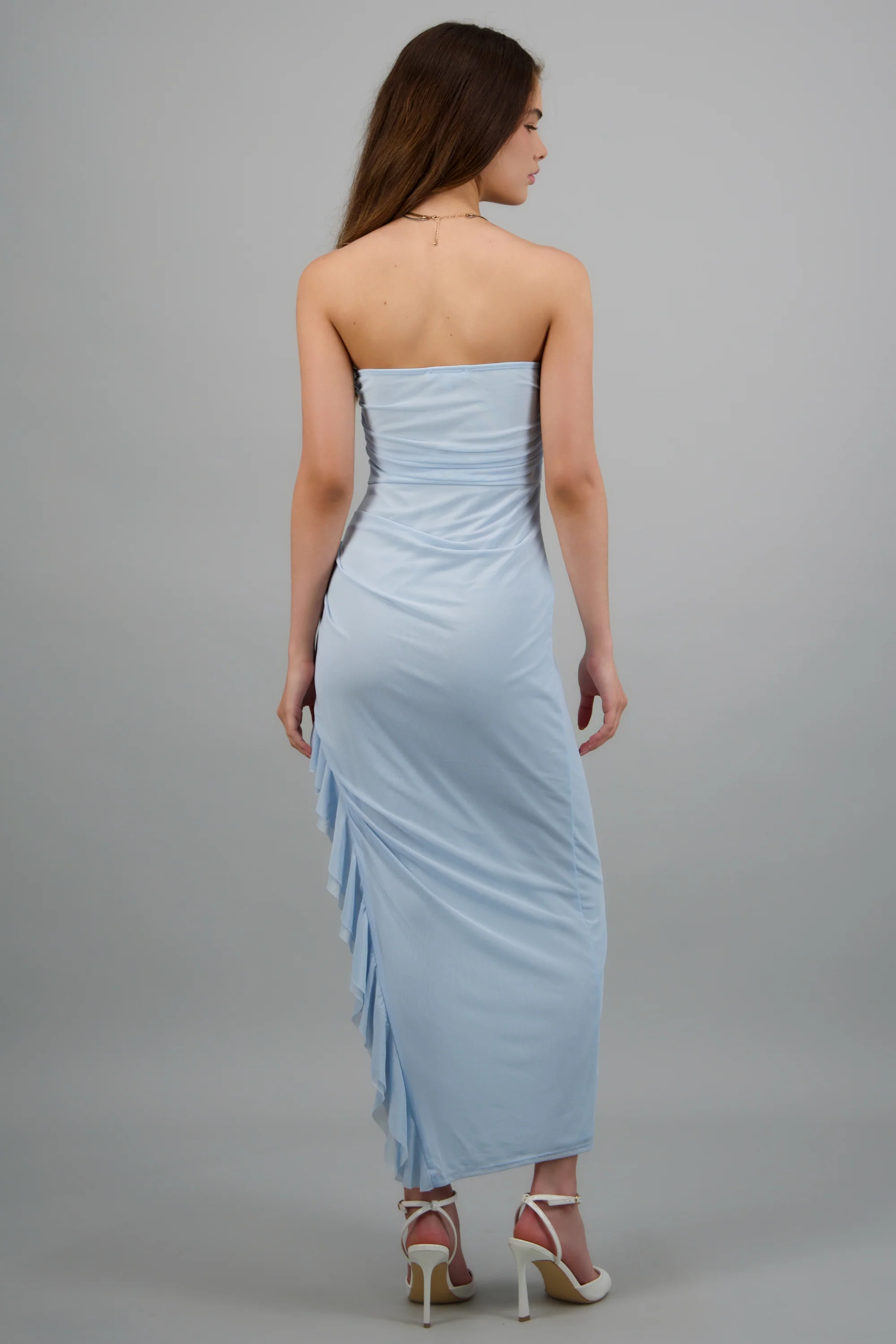 Vestido strapless asimétrico detalle frunce - Image 4