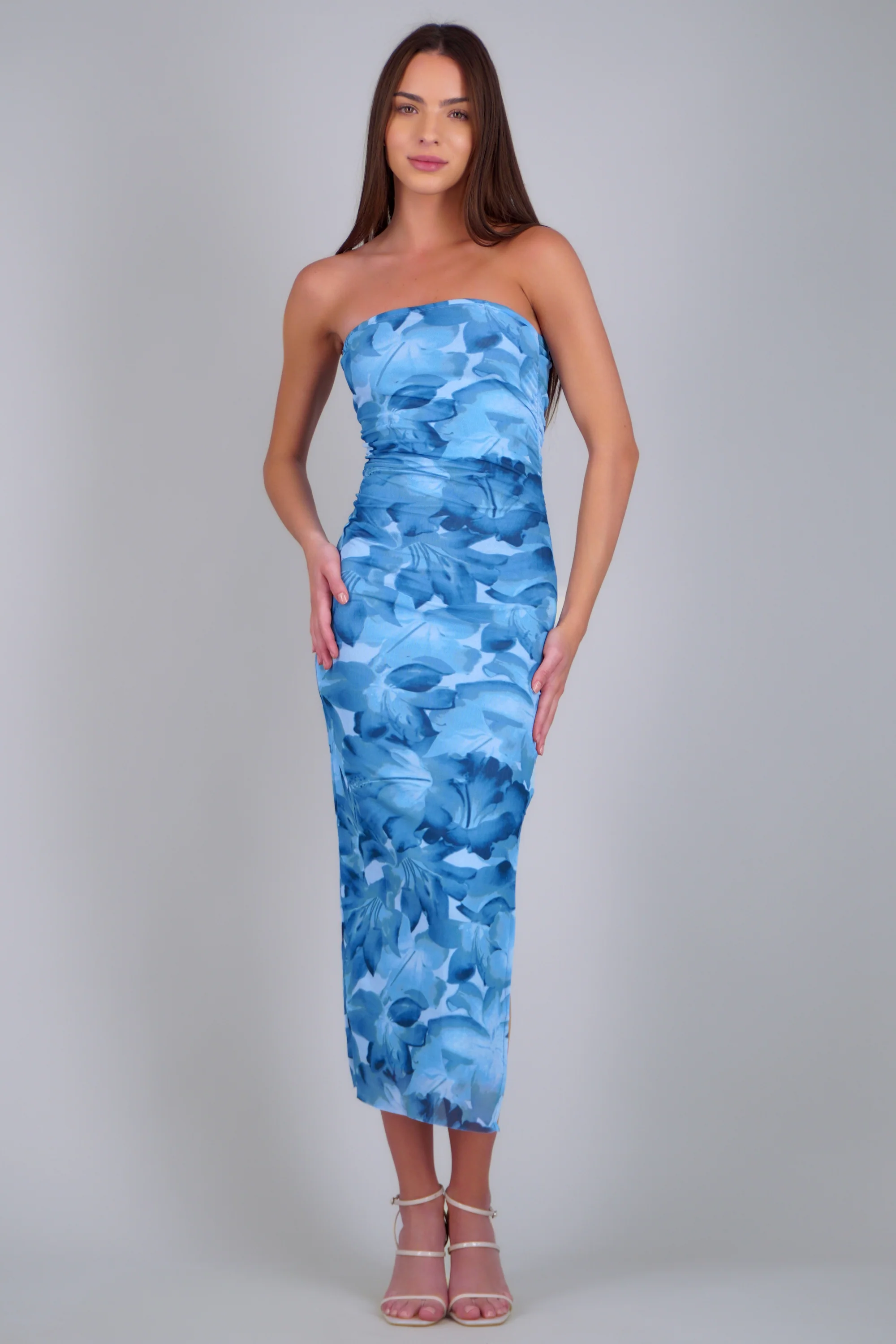 Vestido strapless estampado flores - Image 2