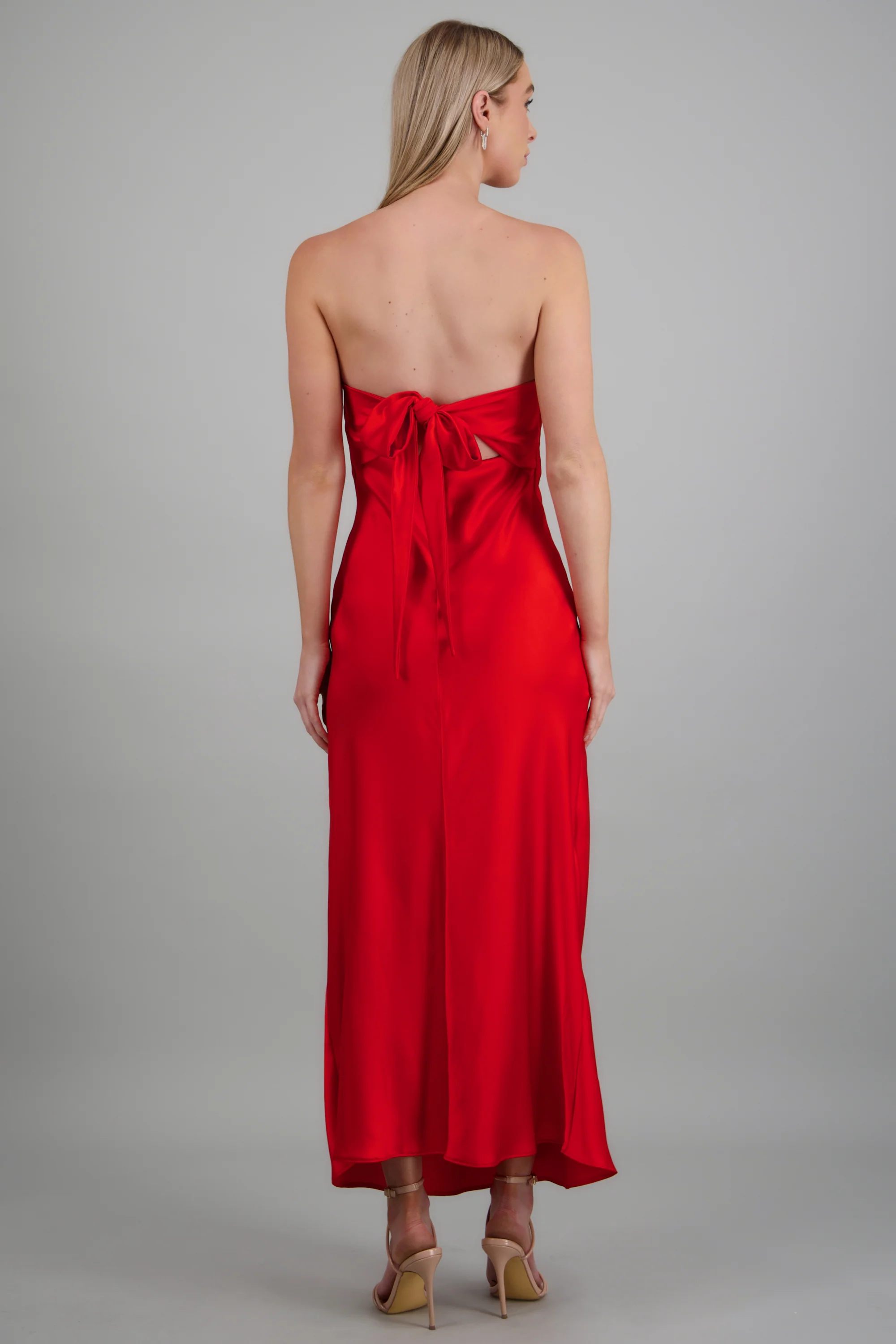 Vestido strapless maxi satin - Image 4