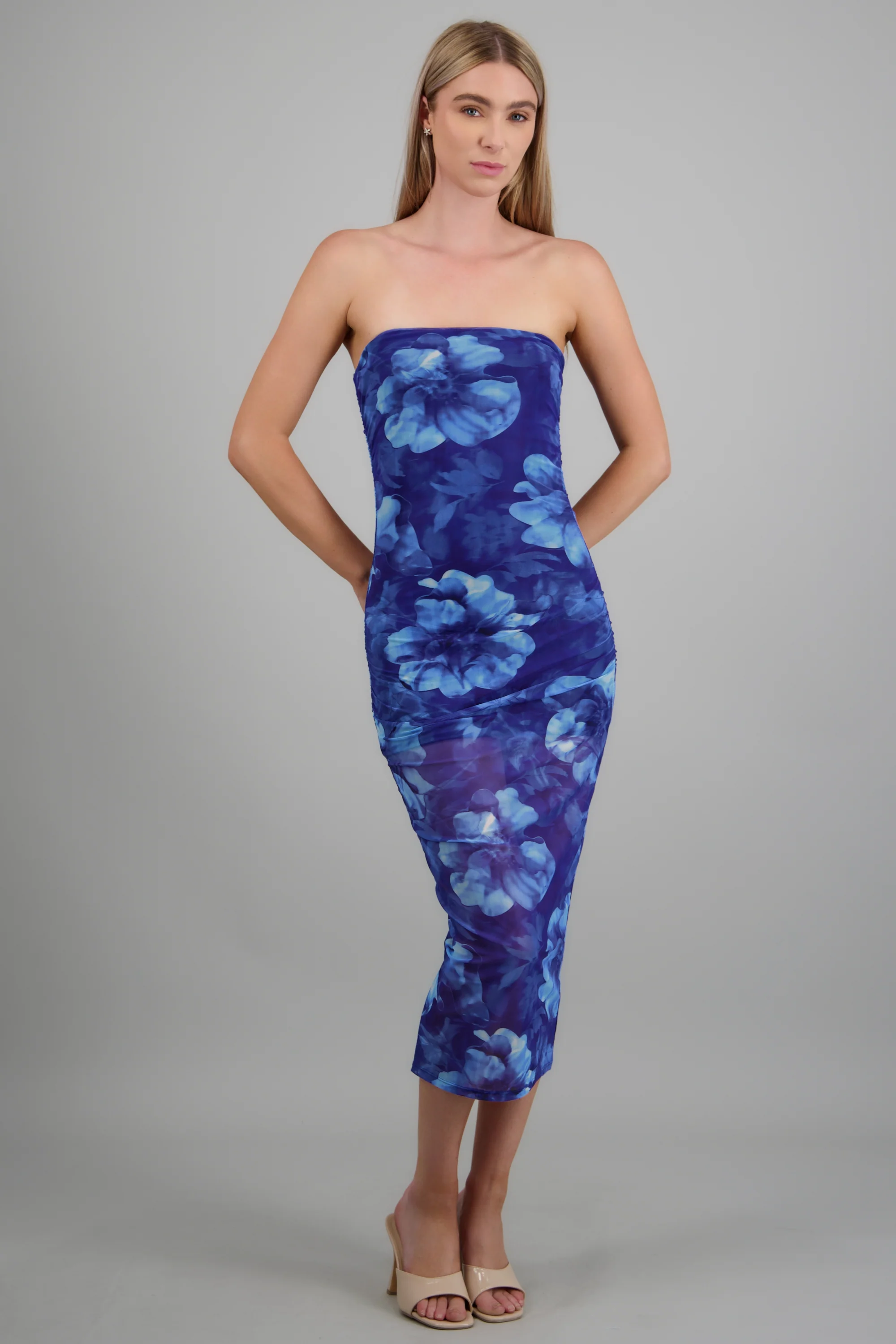 Vestido strapless mesh estampado flores - Image 2