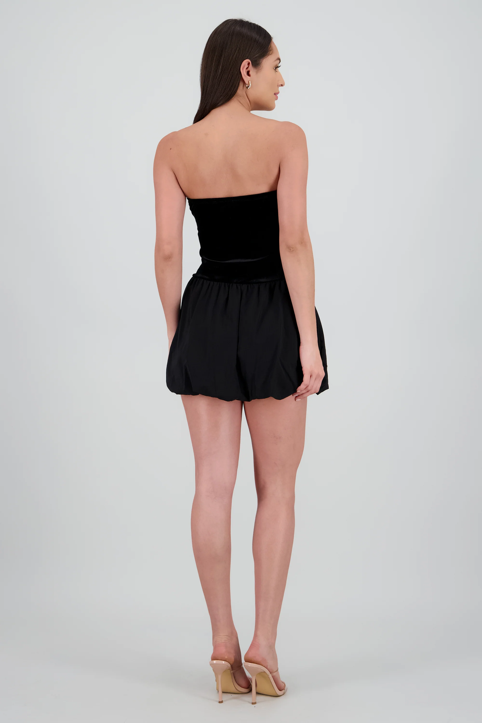 Vestido strapless terciopelo contraste - Image 4