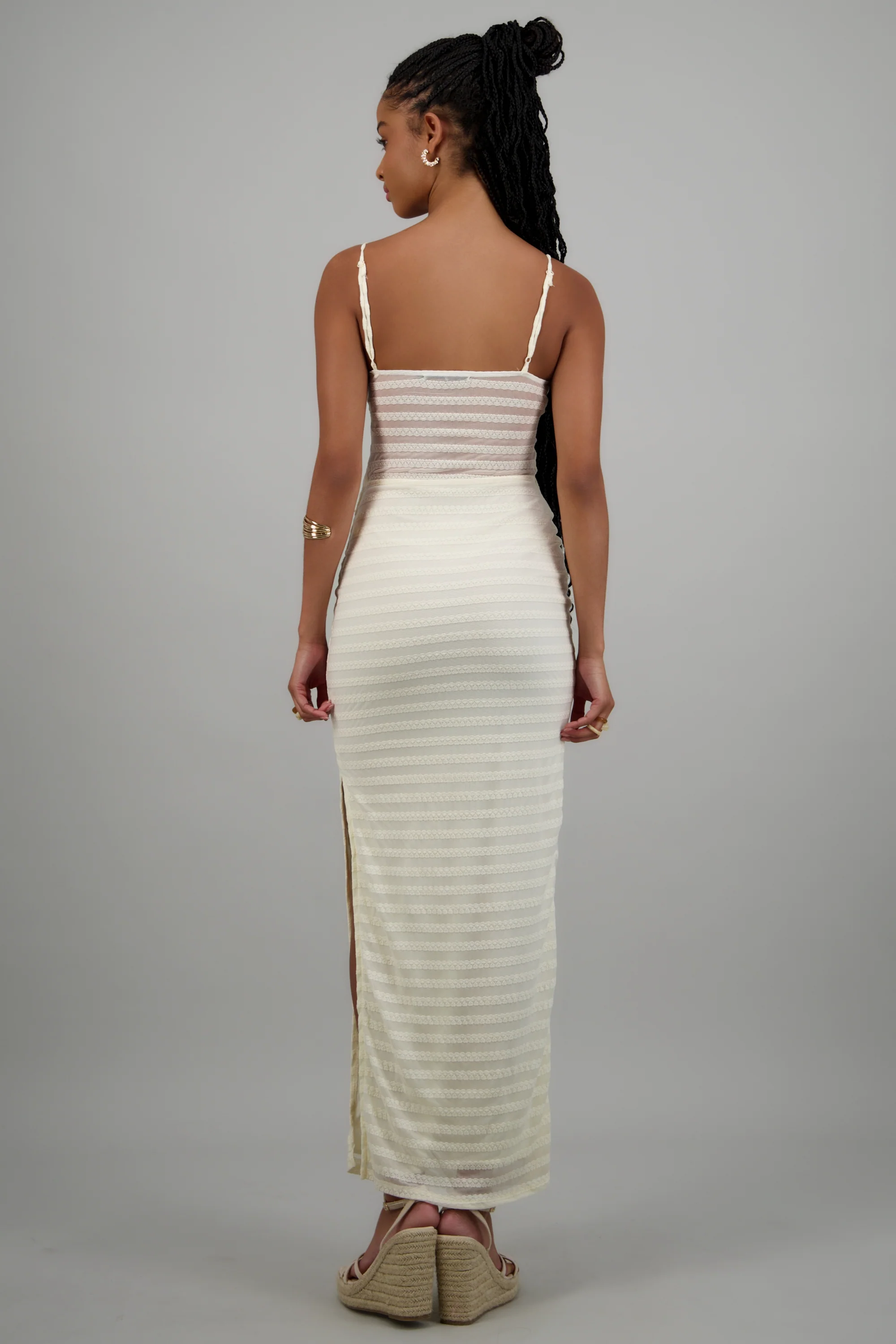 Vestido tirantes midi encaje textura - Image 4