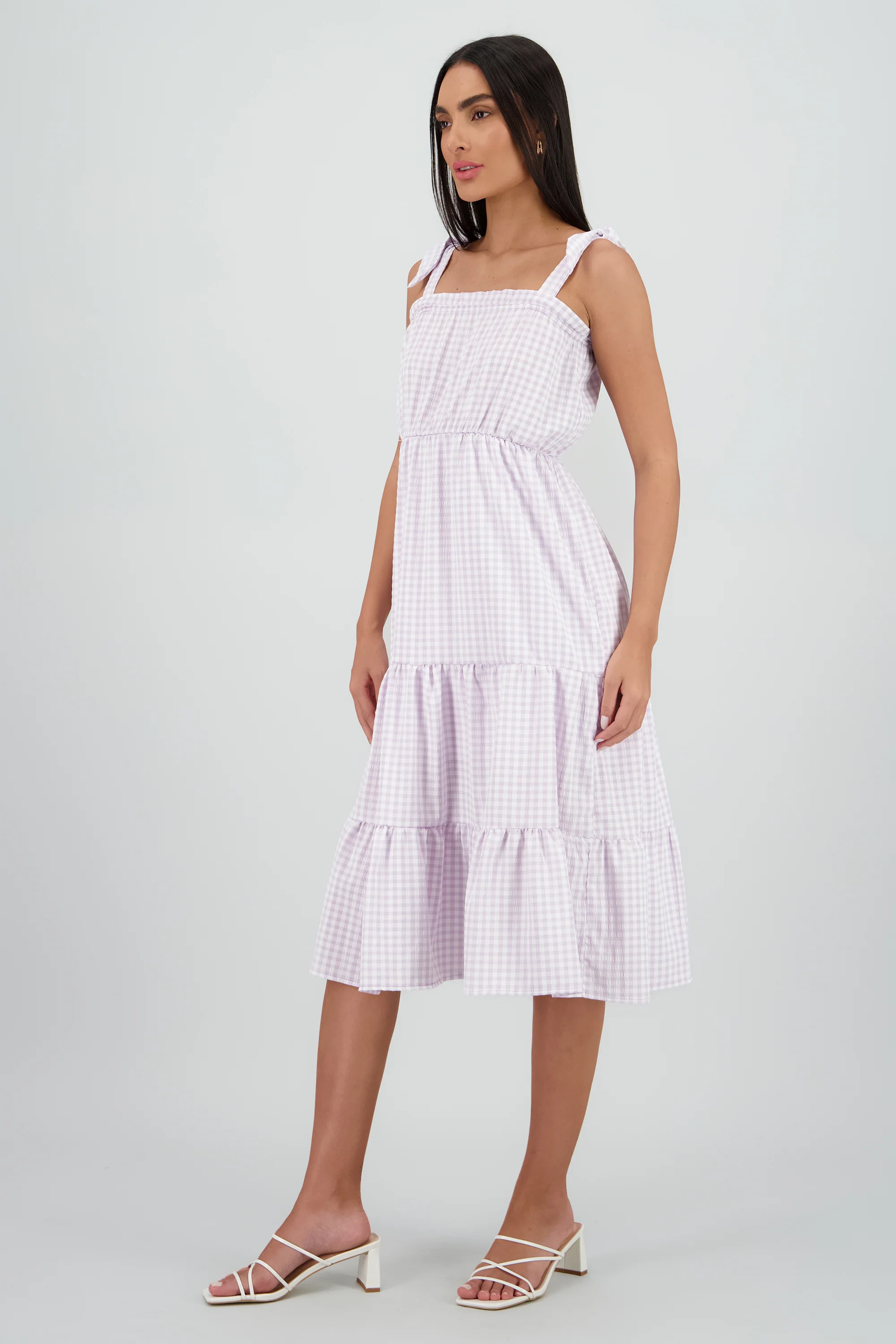 Vestido tirantes midi olanes detalle textura - Image 3
