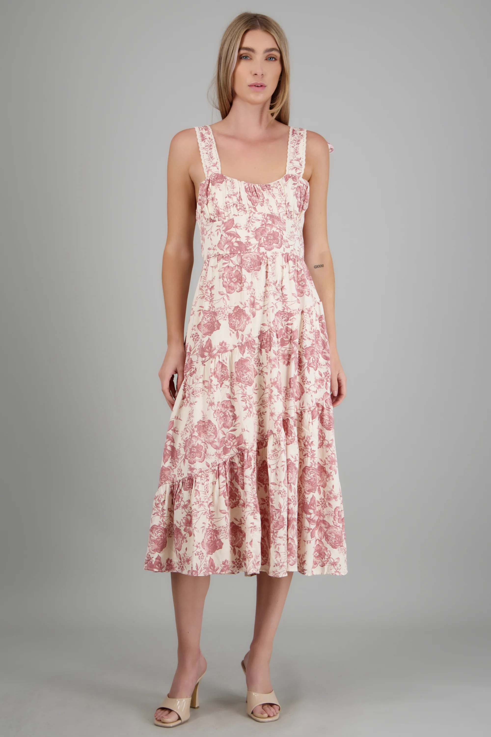 Vestido tirantes moño estampado flores