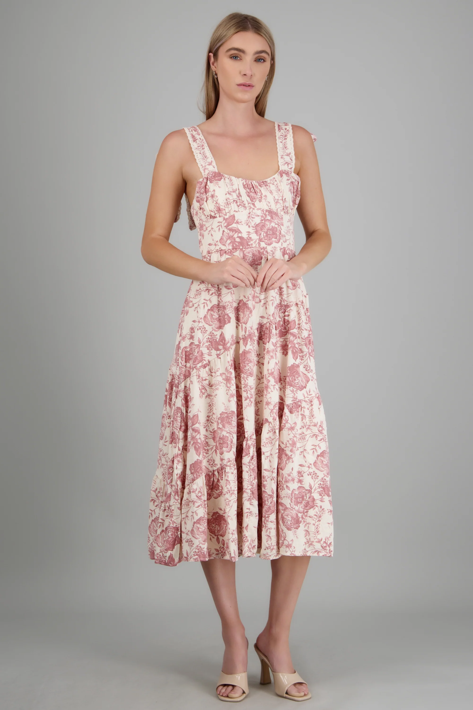 Vestido tirantes moño estampado flores - Image 3