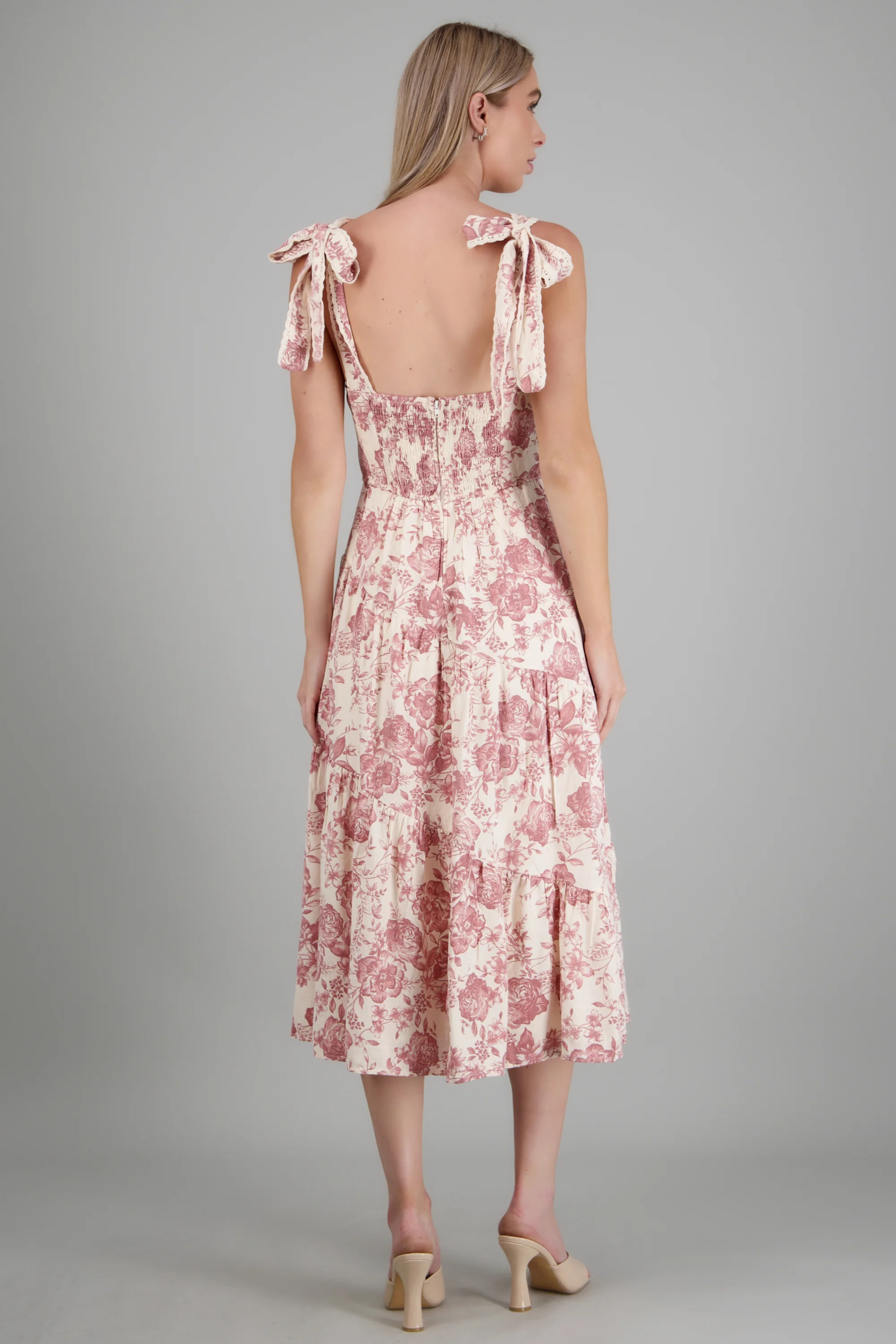 Vestido tirantes moño estampado flores - Image 4